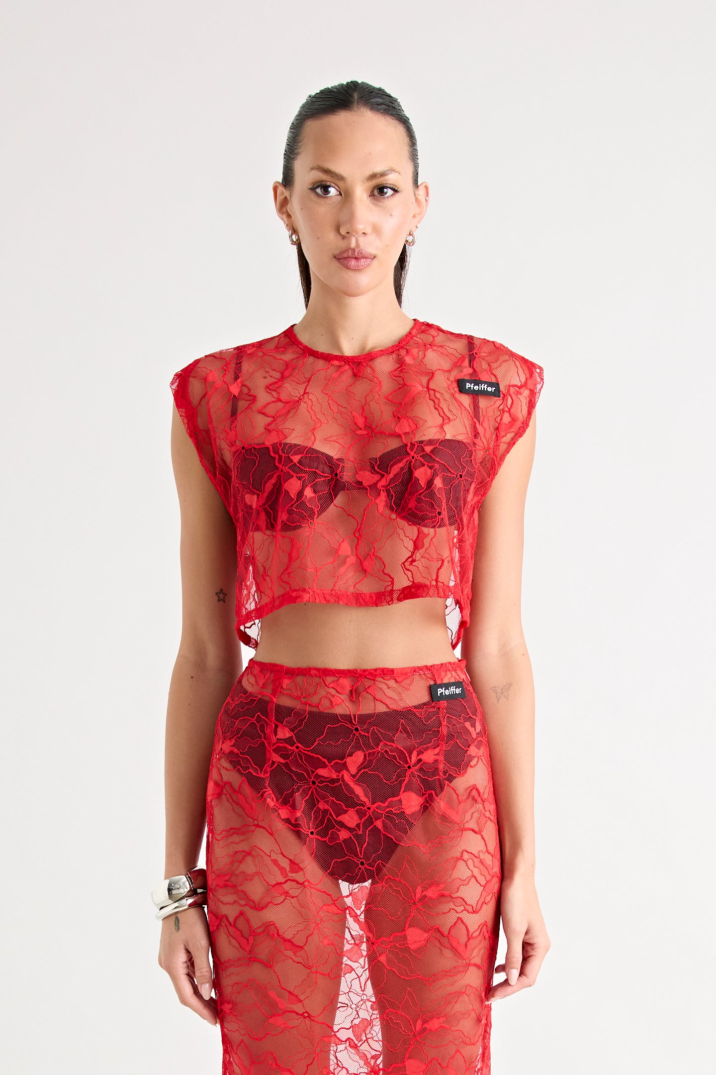 ASTRID LACE TOP | RED