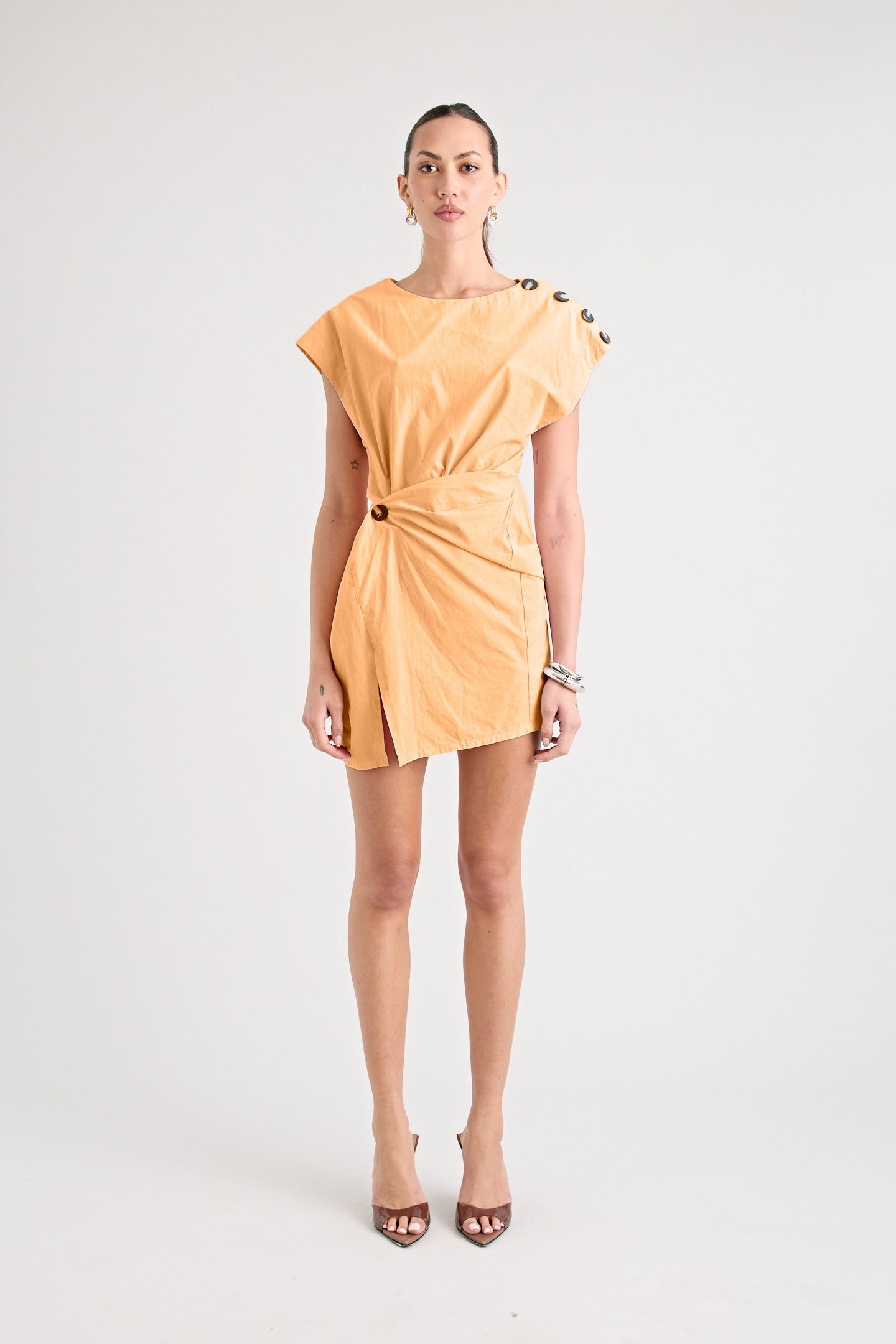 GRENADA MINI TWIST DRESS | TANGERINE