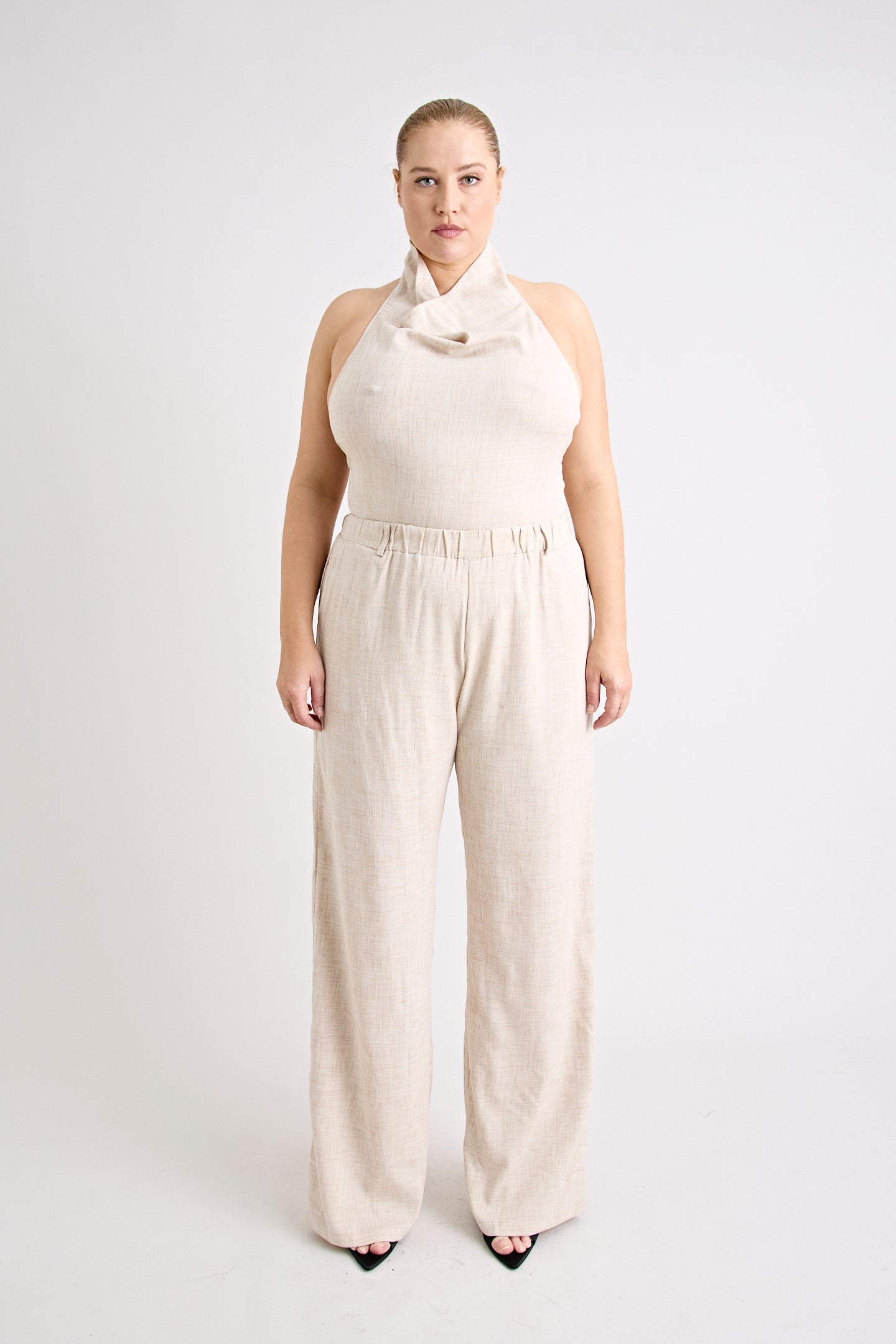 PINO COWL NECK TOP | NATURAL