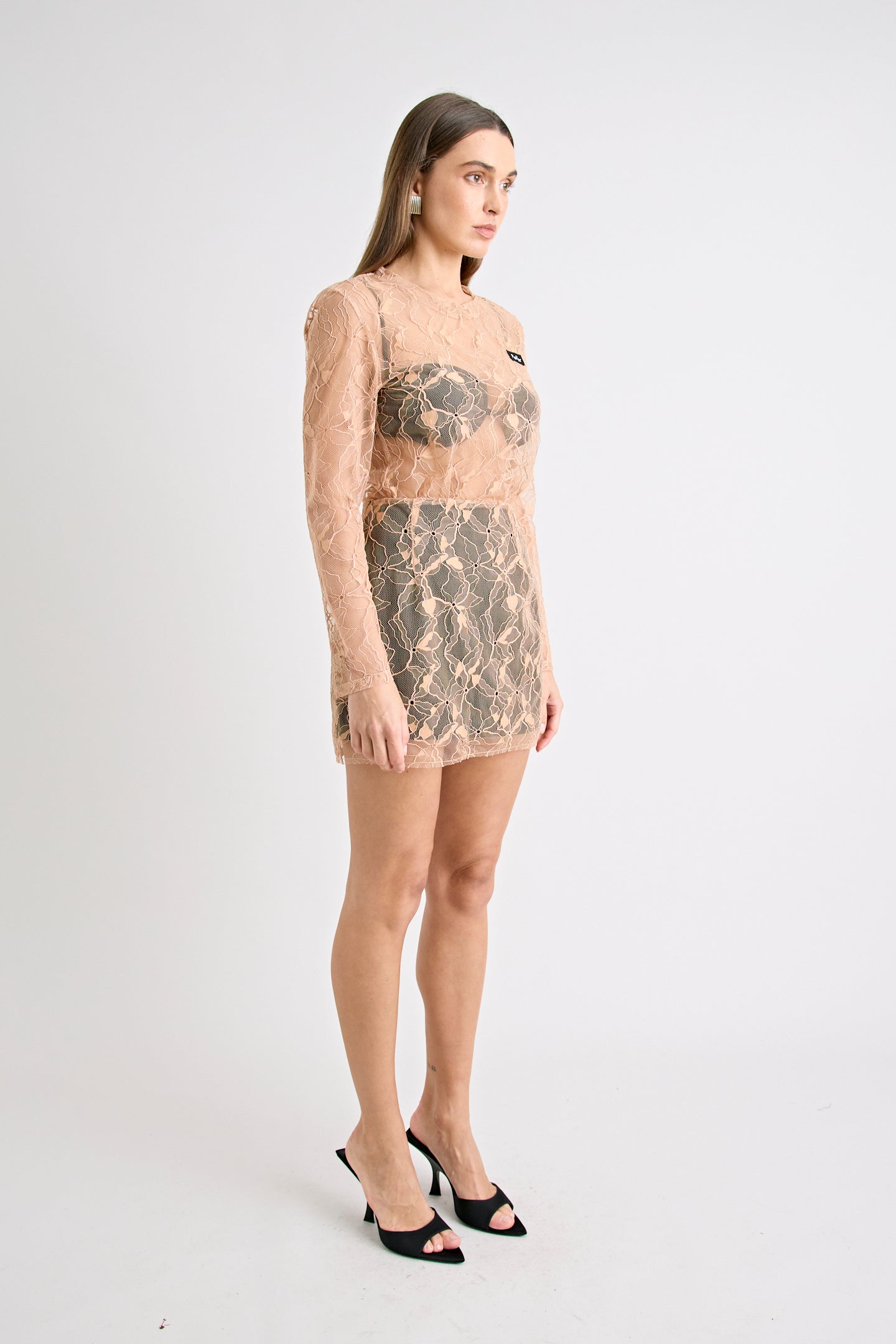 SABINE LACE MINI SKIRT | NUDE