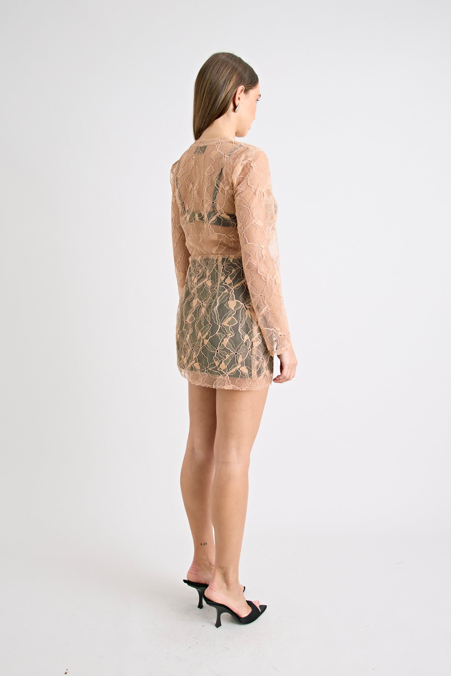 SABINE LACE MINI SKIRT | NUDE