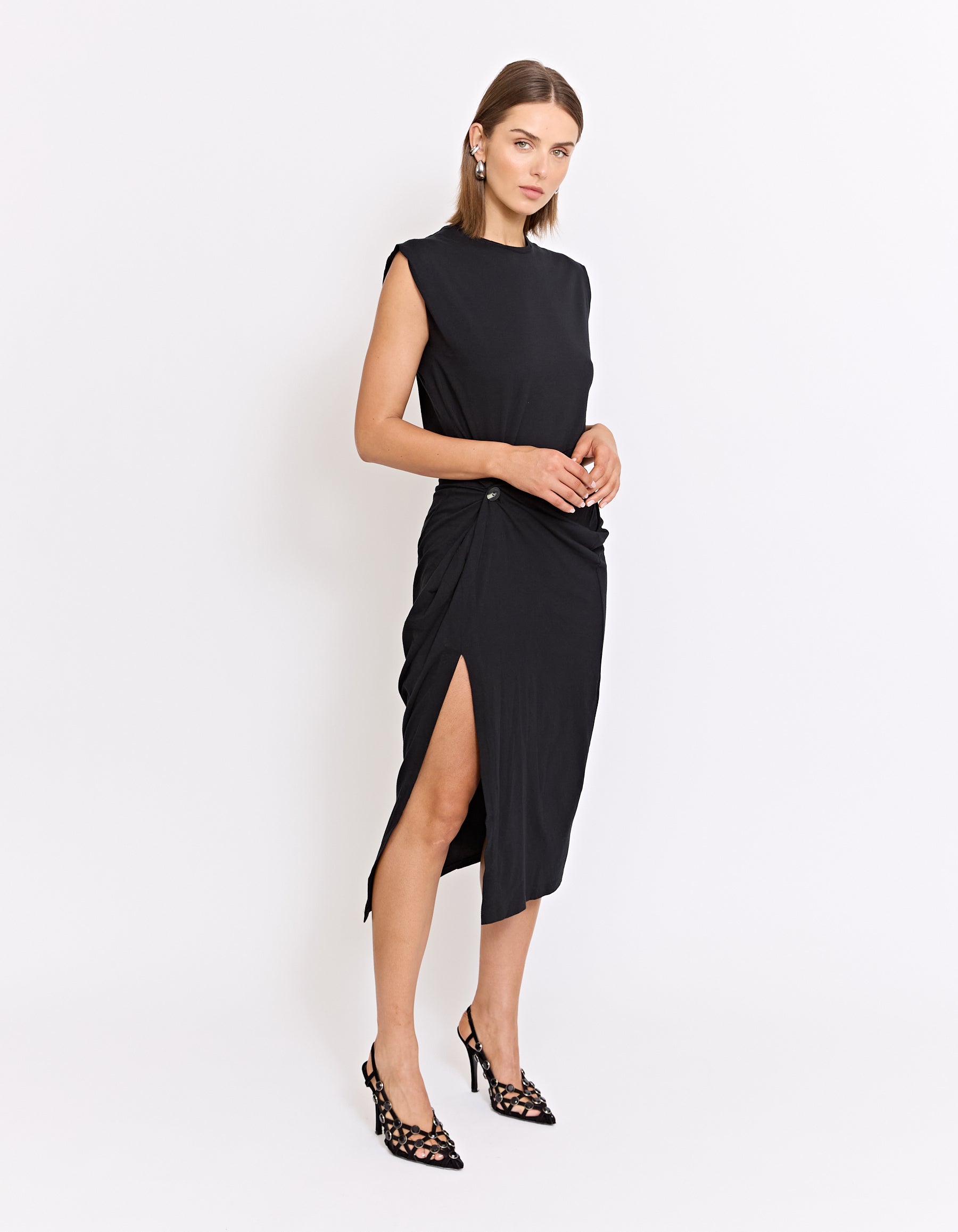 KASKADE TWIST DRESS | BLACK