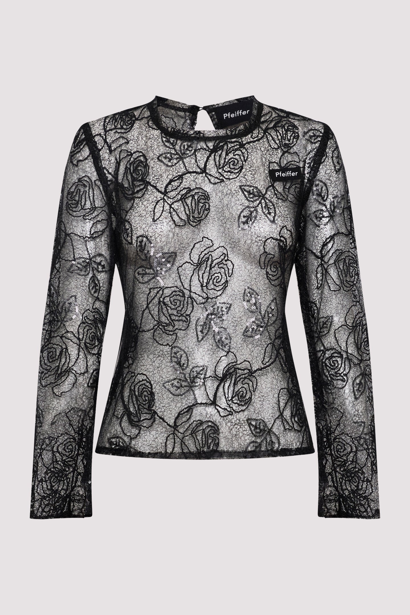 ROZELLE LACE LS TOP | BLACK