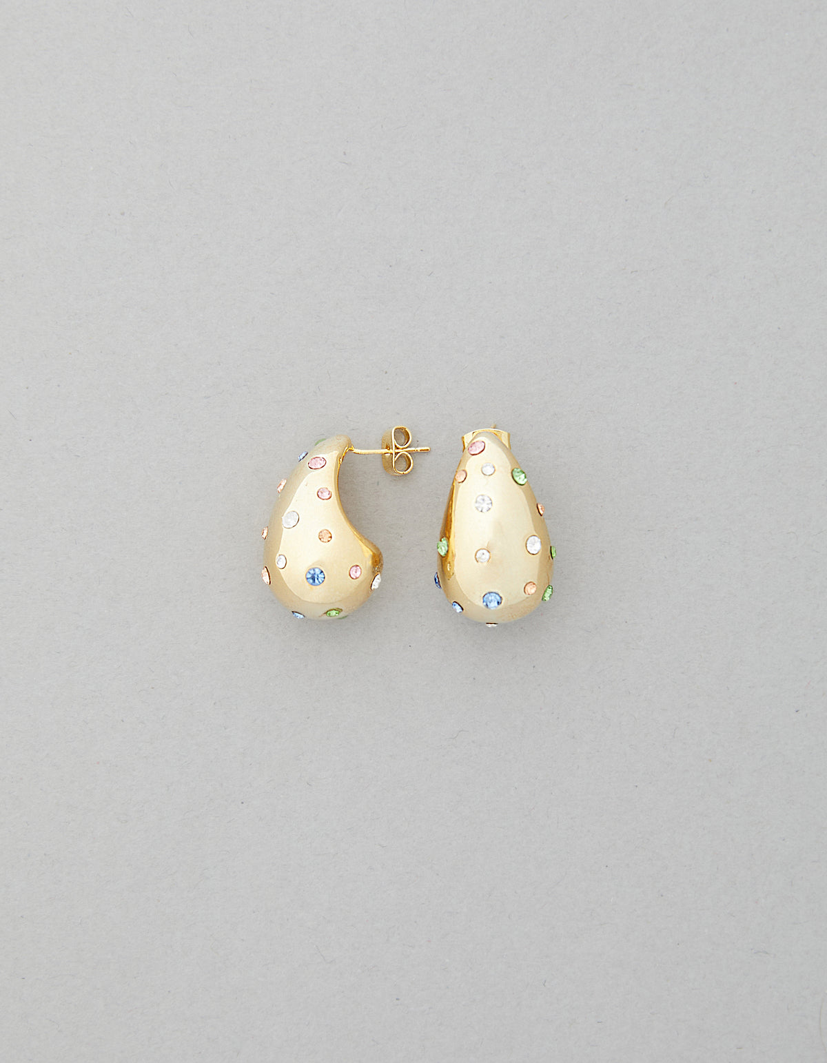 RAINBOW CRYSTAL TEARDROP EARRING GOLD