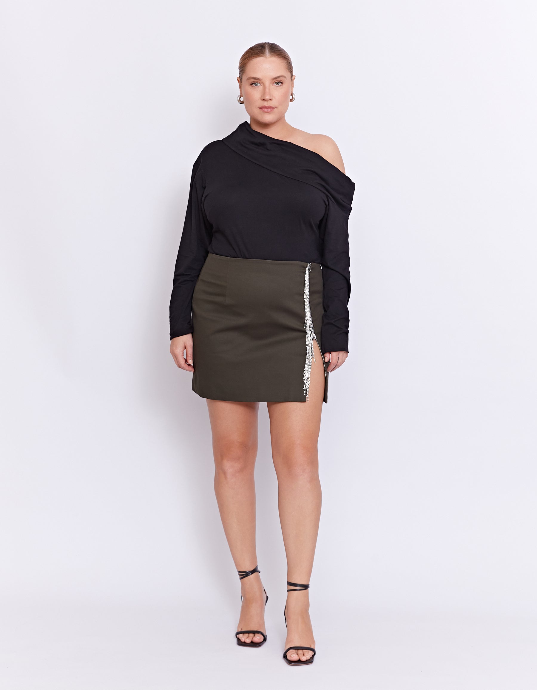 PARKS RHINESTONE SKIRT | OLIVE