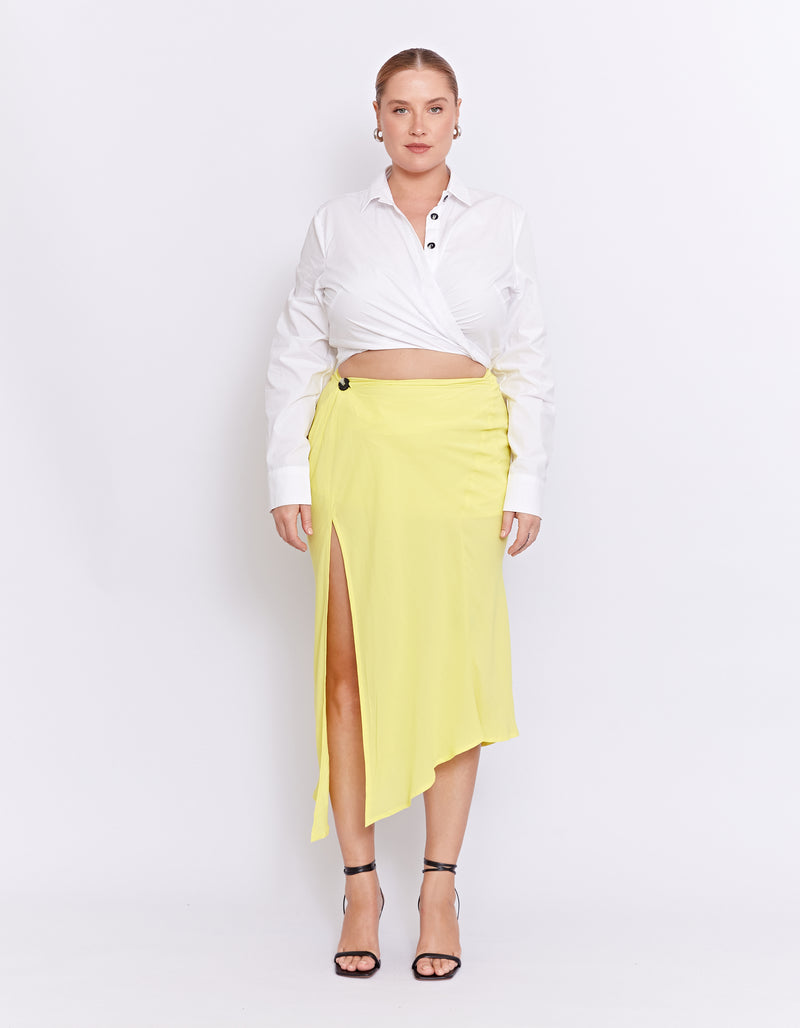 ROWAN BIAS CUT SKIRT | LEMON