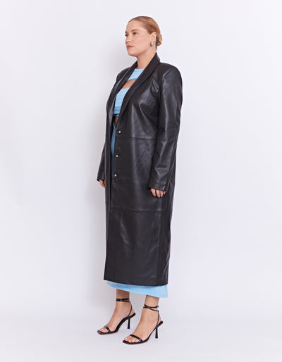 THE MARCELLE LEATHER COAT | BLACK