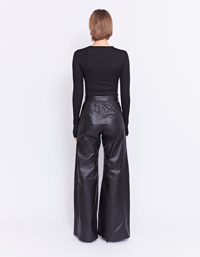THE MARCELLE LEATHER WIDE LEG PANT | BLACK
