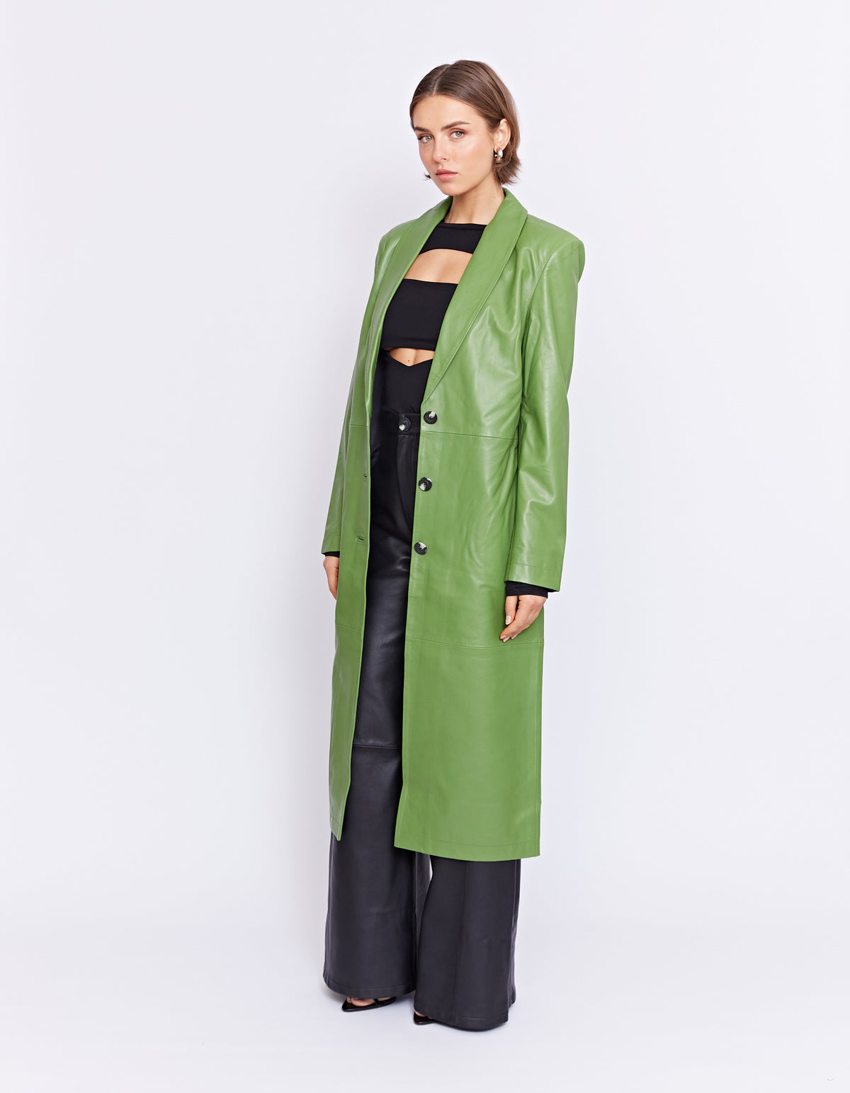 THE MARCELLE LEATHER COAT | MOSS