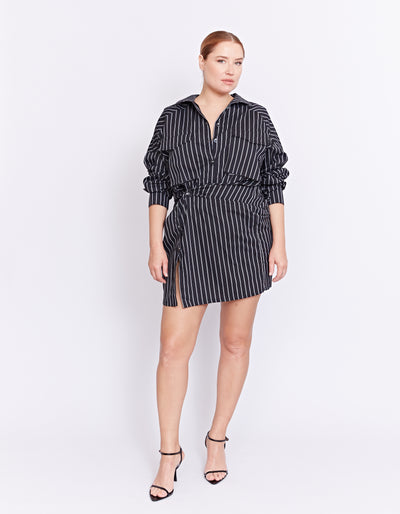 FENTON TWIST DRESS | BLACK STRIPE