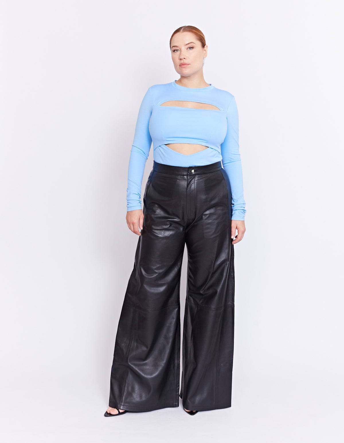 THE MARCELLE LEATHER WIDE LEG PANT | BLACK