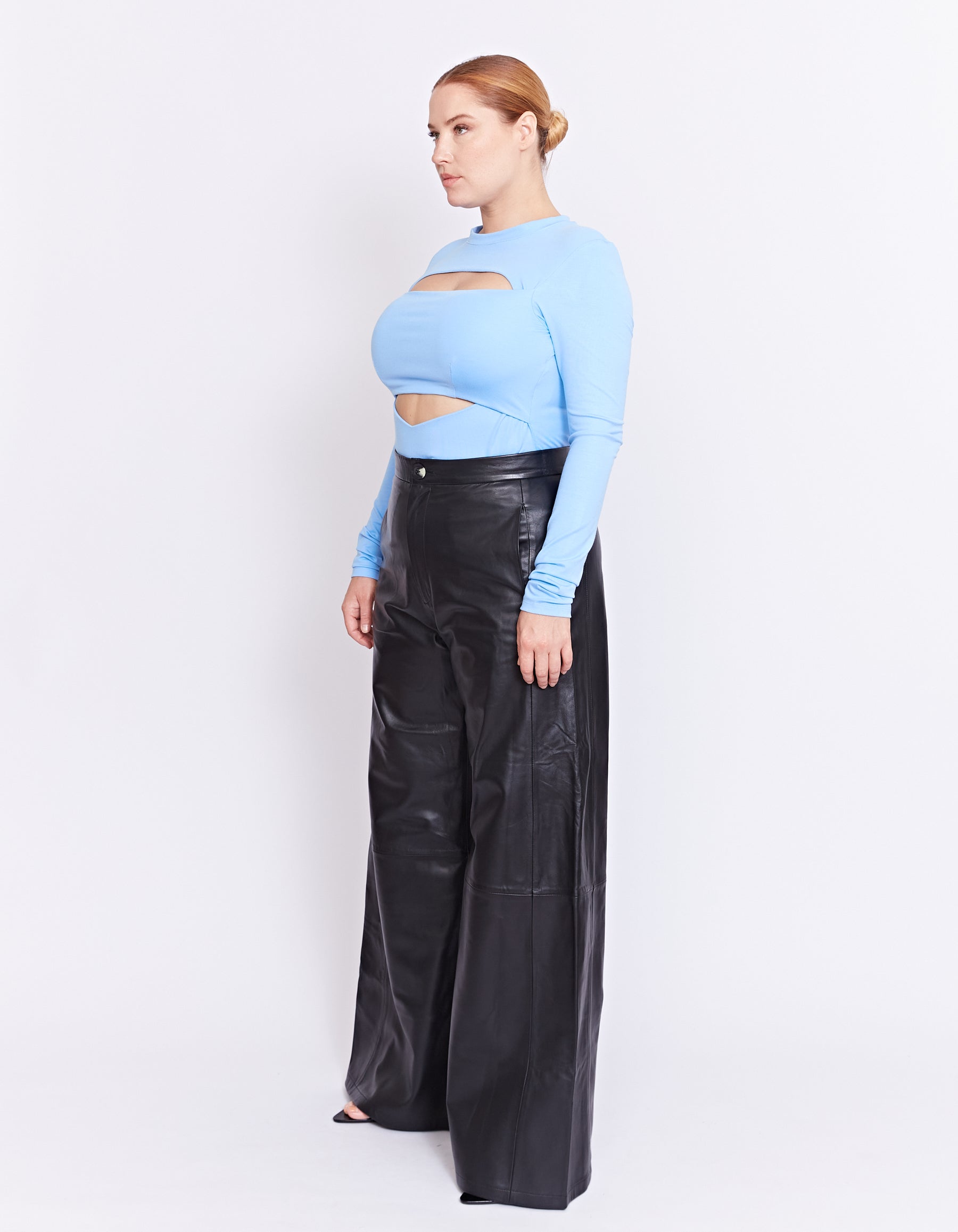 THE MARCELLE LEATHER WIDE LEG PANT | BLACK