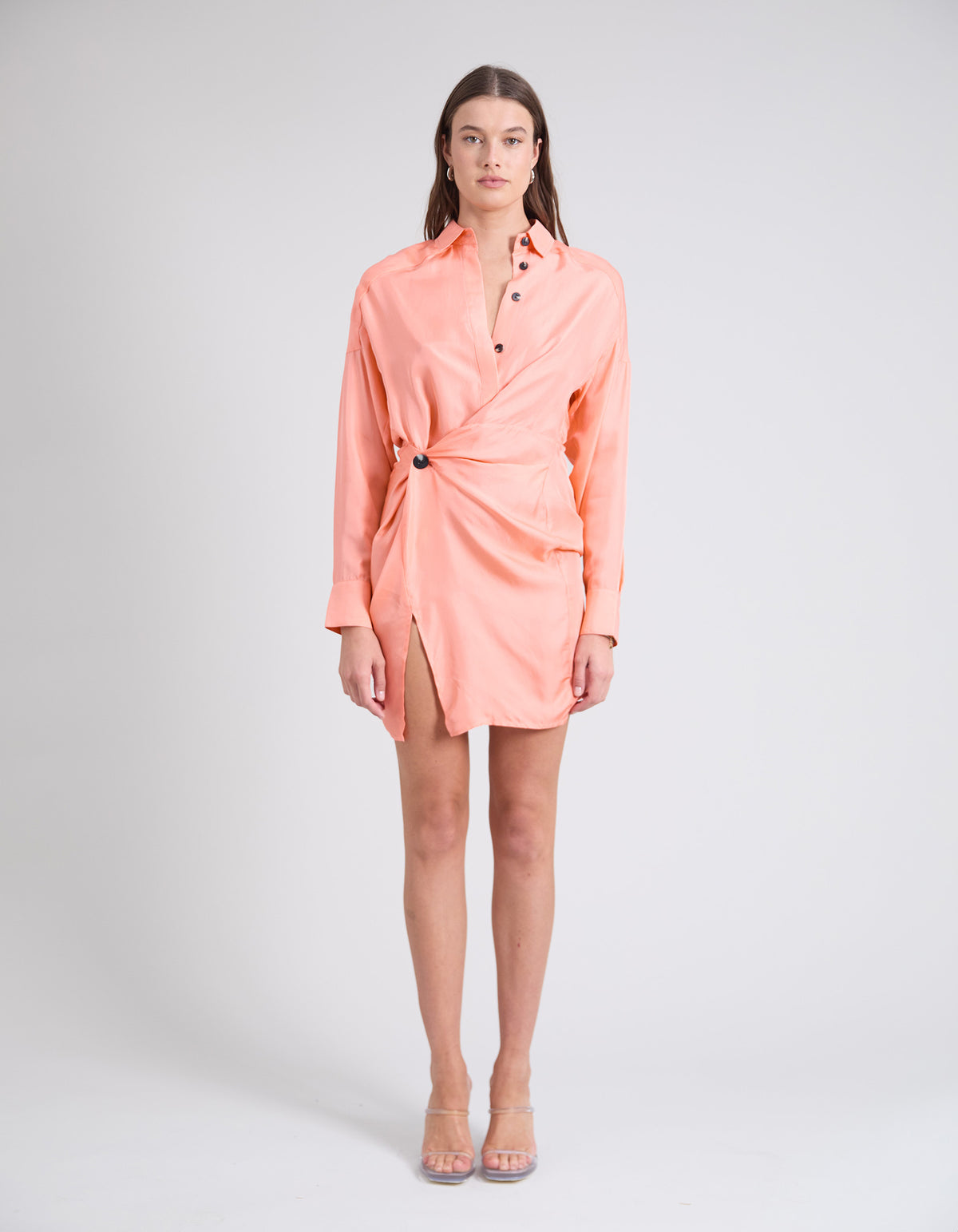 RAF SILK TWIST DRESS | PEACH