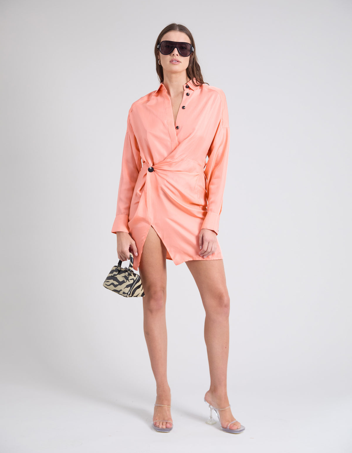 RAF SILK TWIST DRESS | PEACH