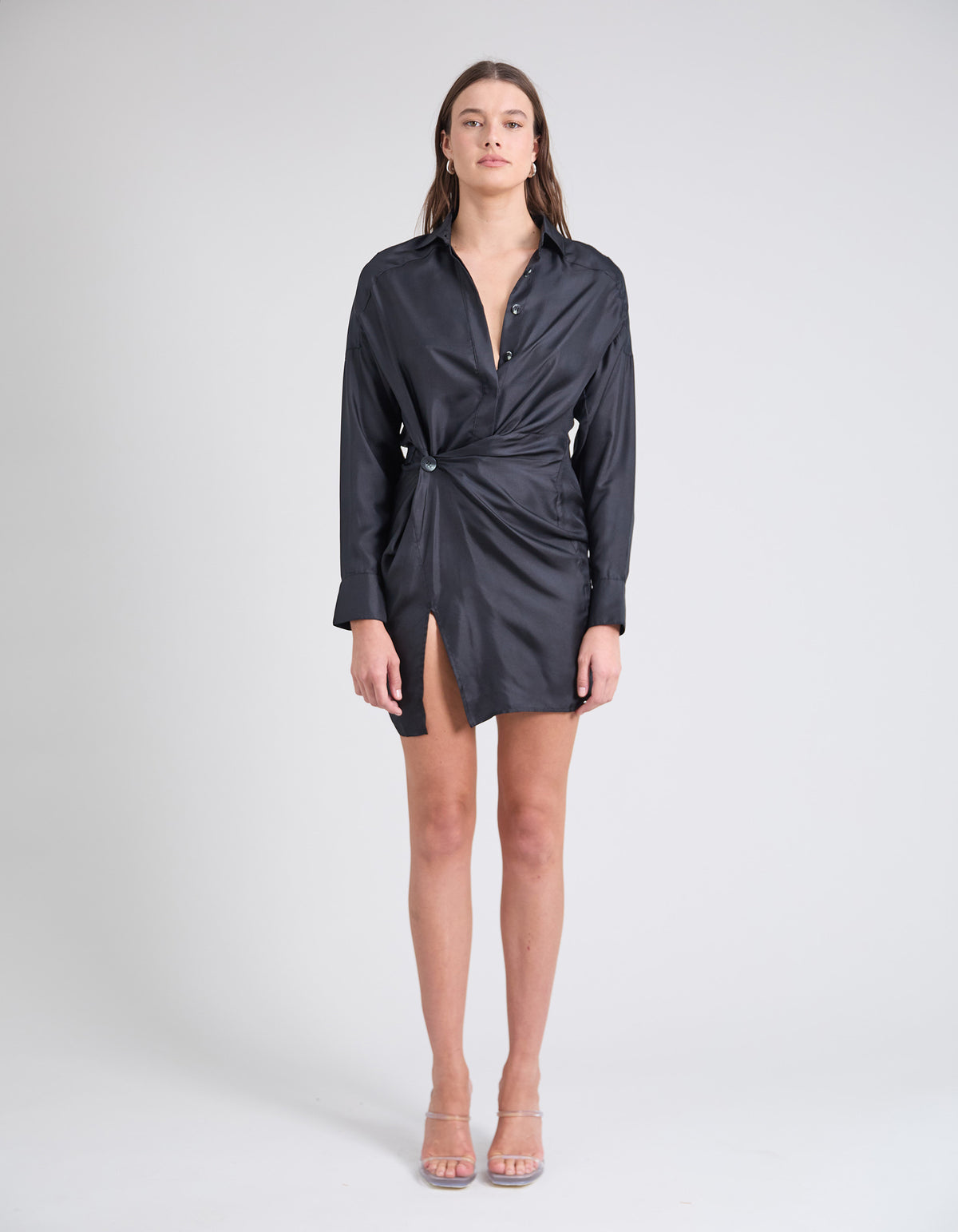 RAF SILK TWIST DRESS | BLACK