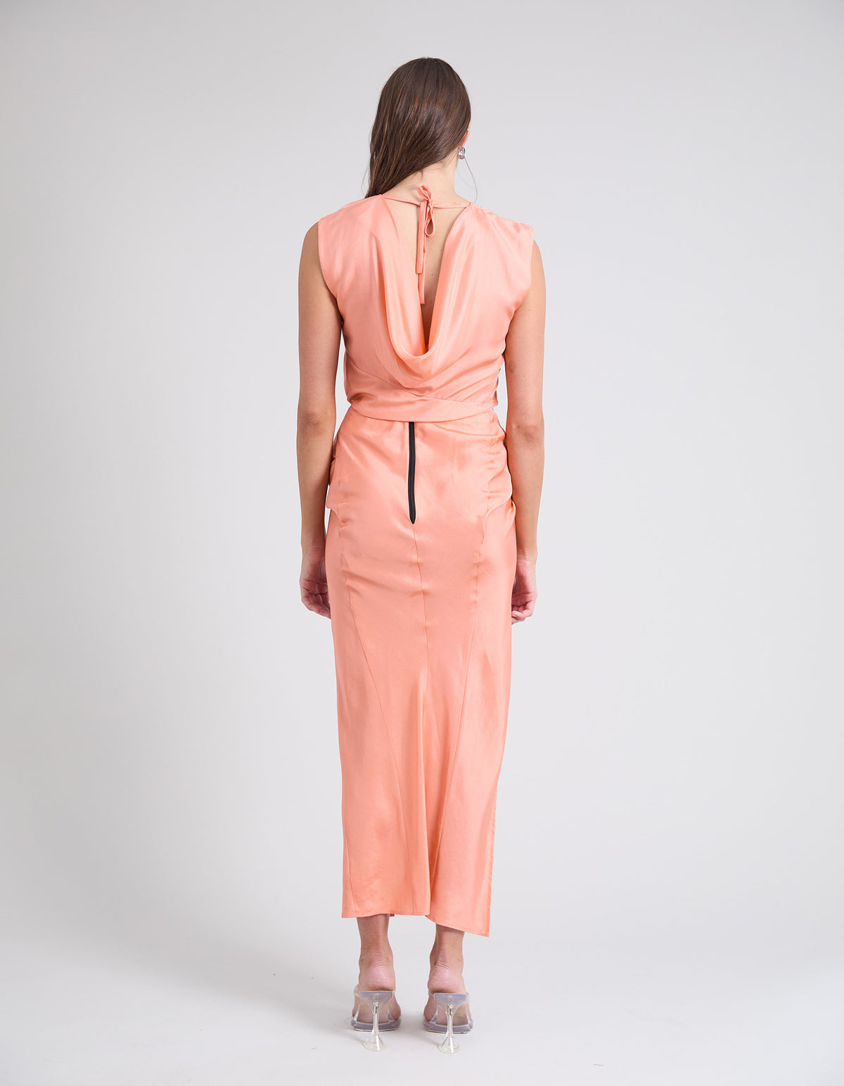 RAF SILK TWIST SKIRT | PEACH