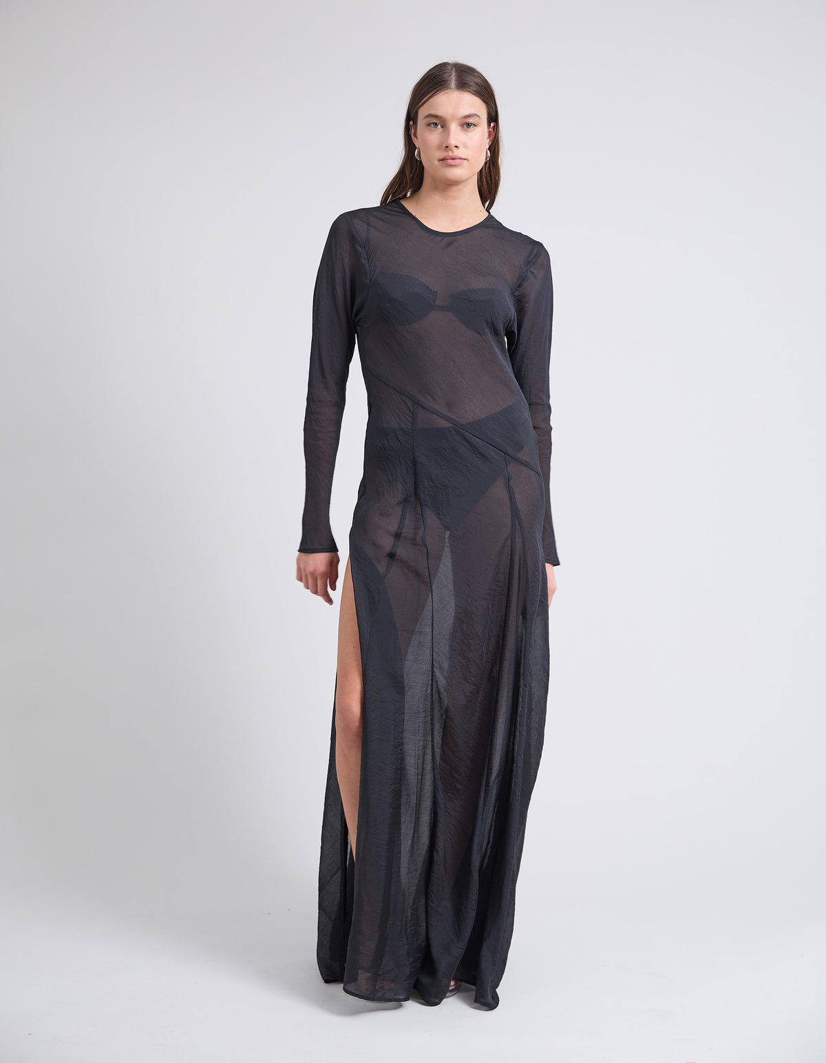 TERRAZZA SHEER GOWN | BLACK