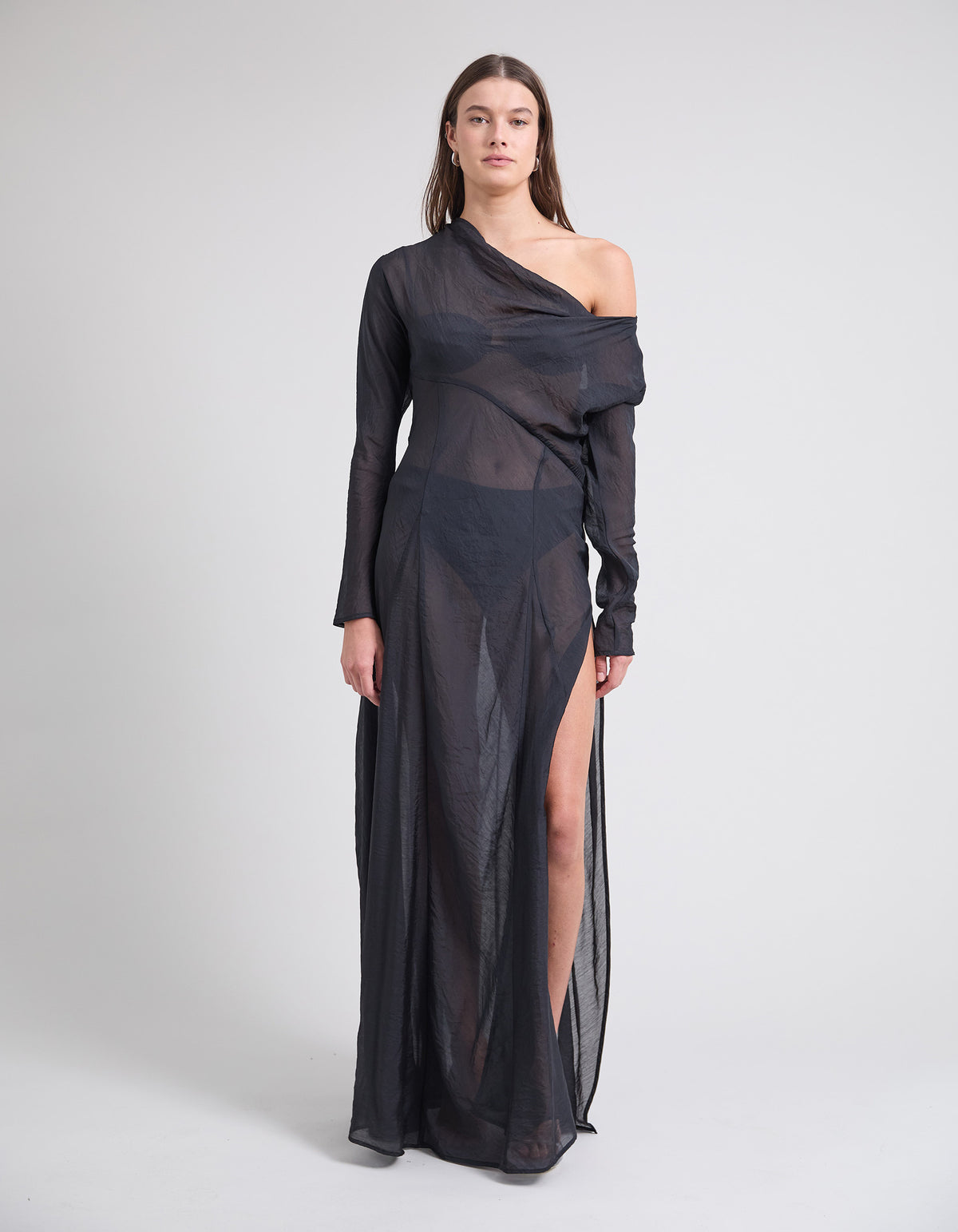 TERRAZZA SHEER GOWN | BLACK