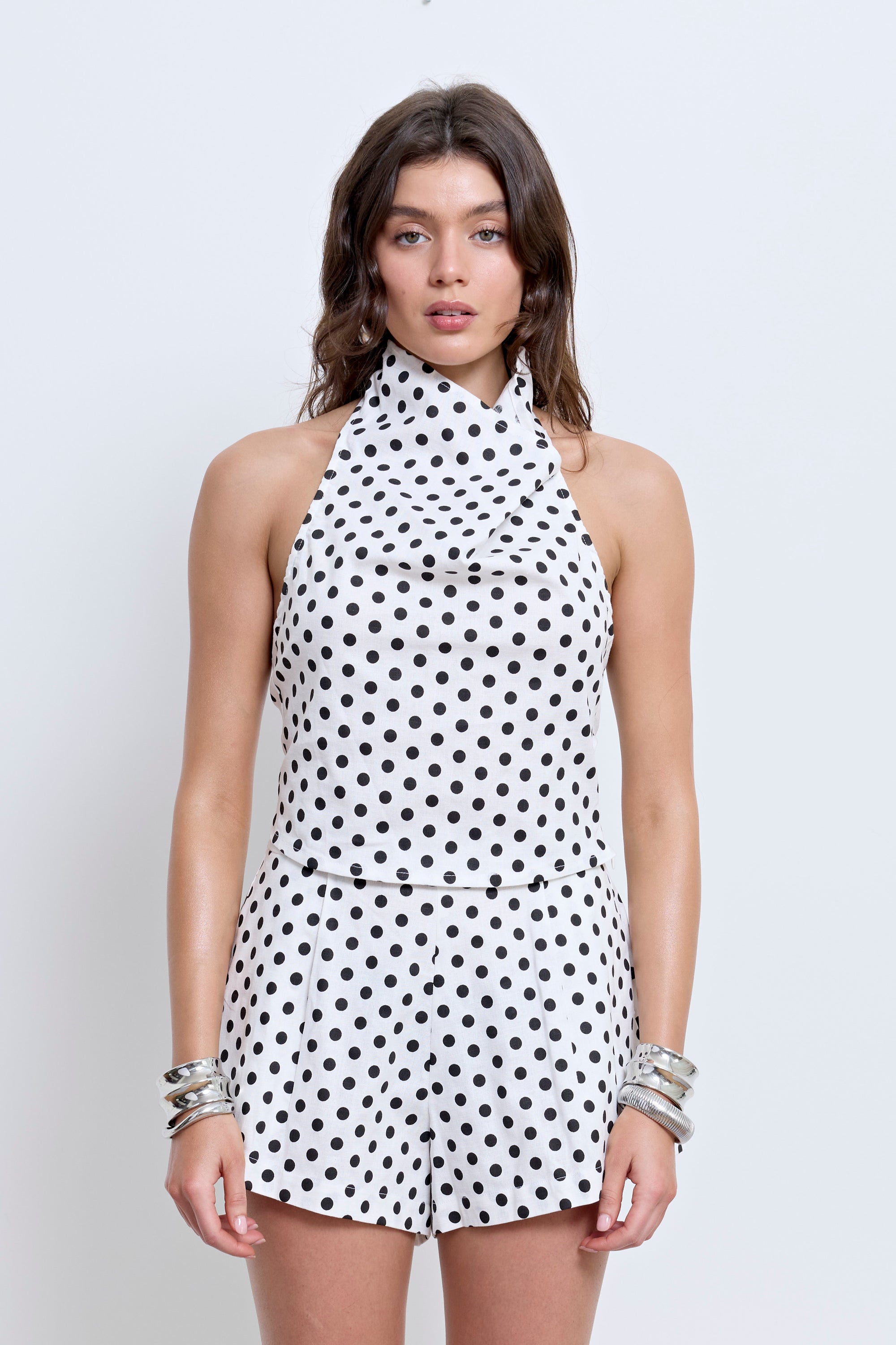 HALLIE BACKLESS TOP | POLKA DOT