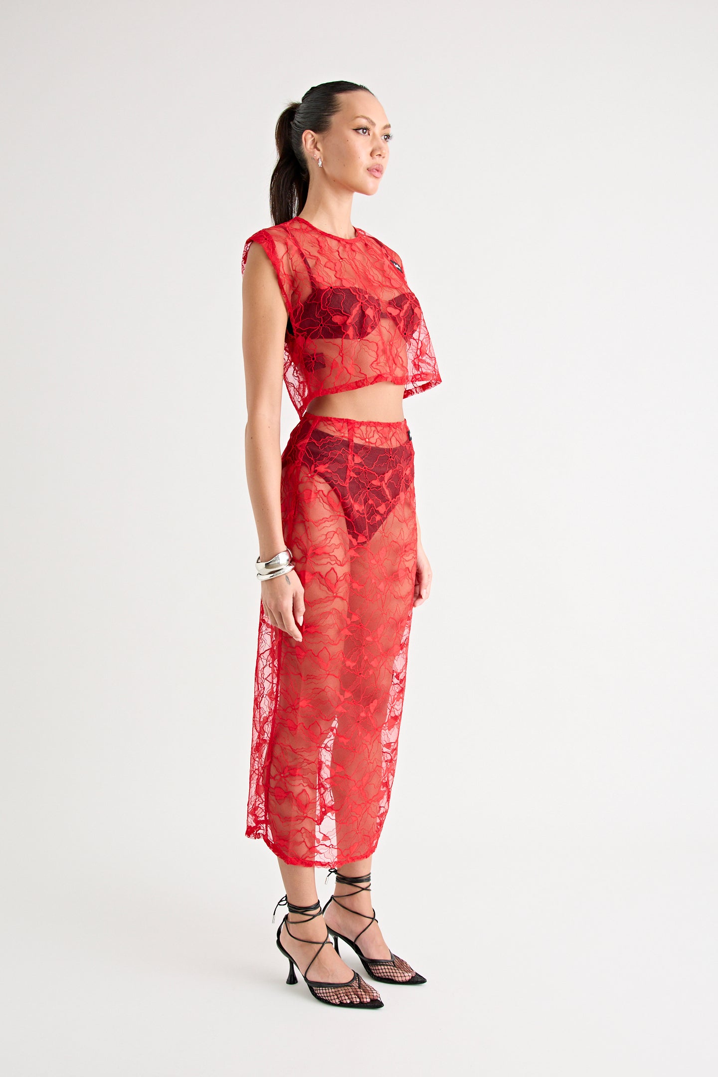 ASTRID LACE TOP | RED