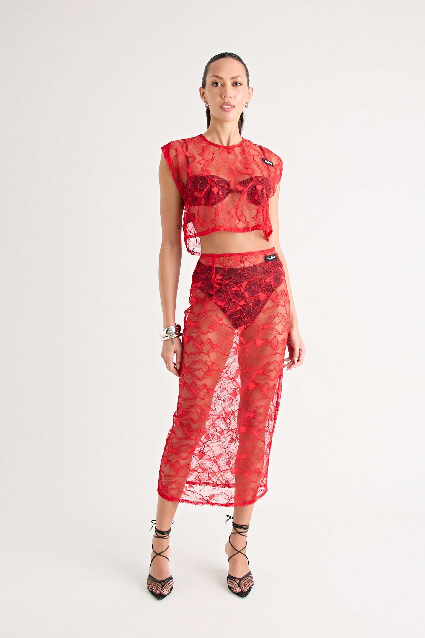 ASTRID LACE SKIRT | RED