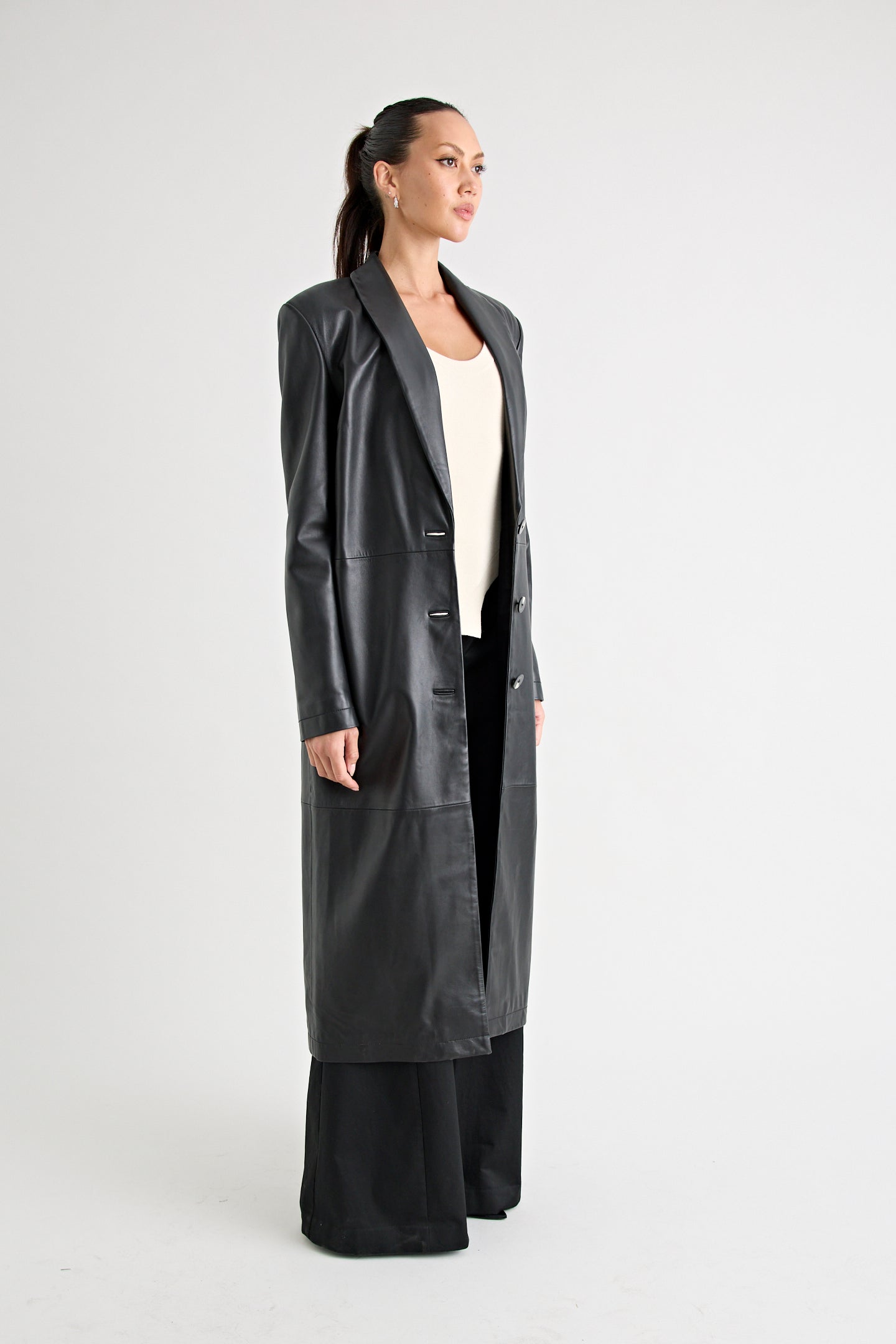 THE MARCELLE LEATHER COAT | BLACK