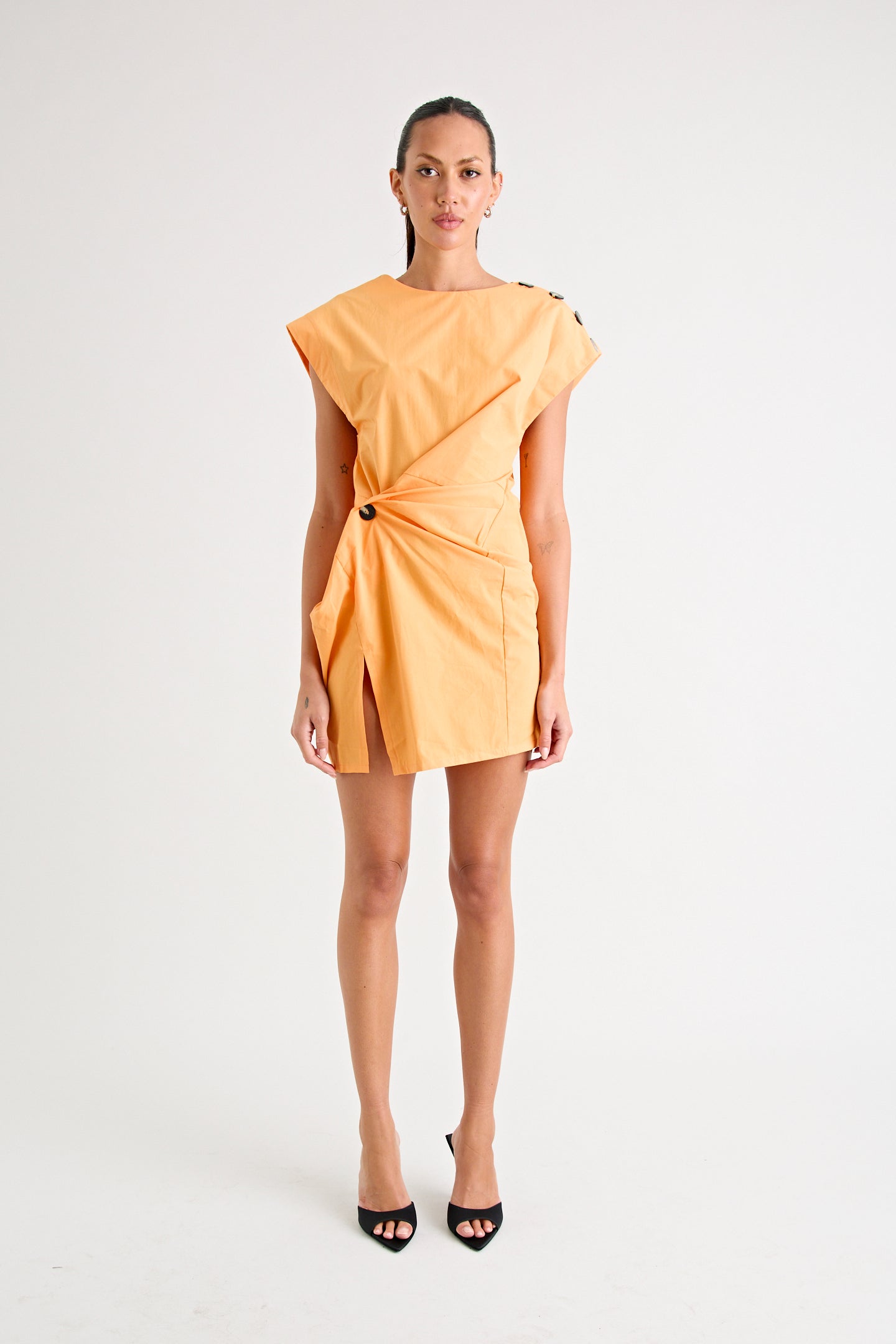 GRENADA MINI TWIST DRESS | TANGERINE