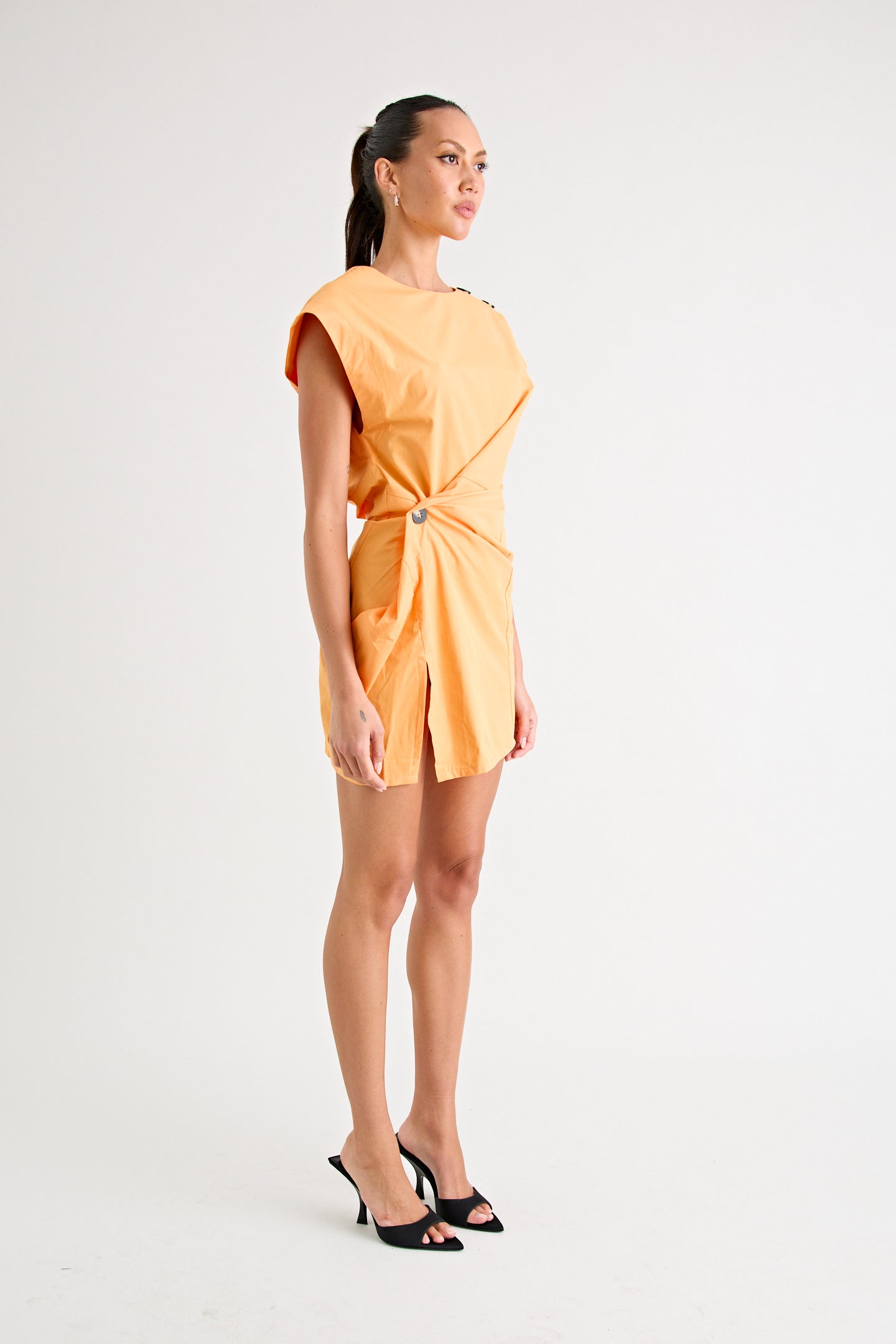 GRENADA MINI TWIST DRESS | TANGERINE