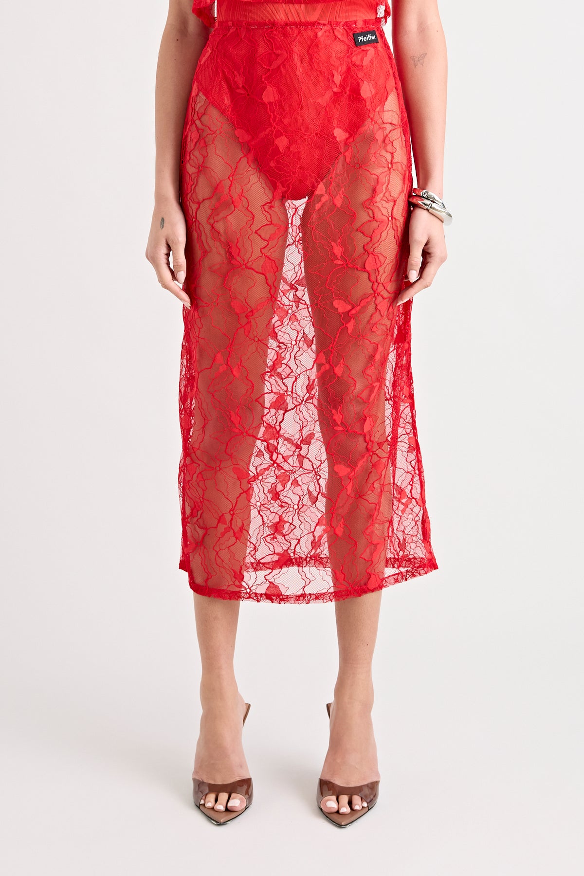 ASTRID LACE SKIRT | RED