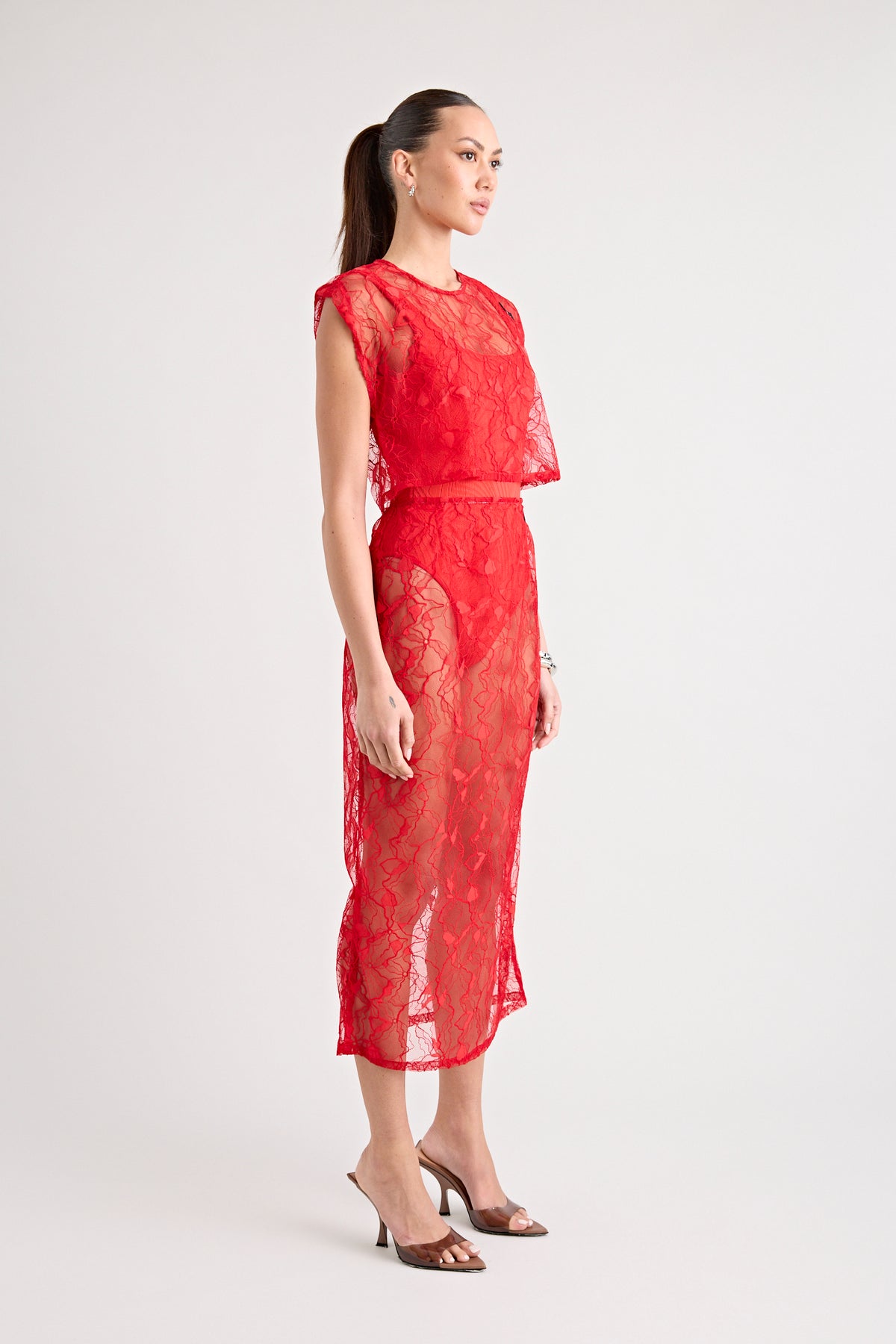 ASTRID LACE SKIRT | RED