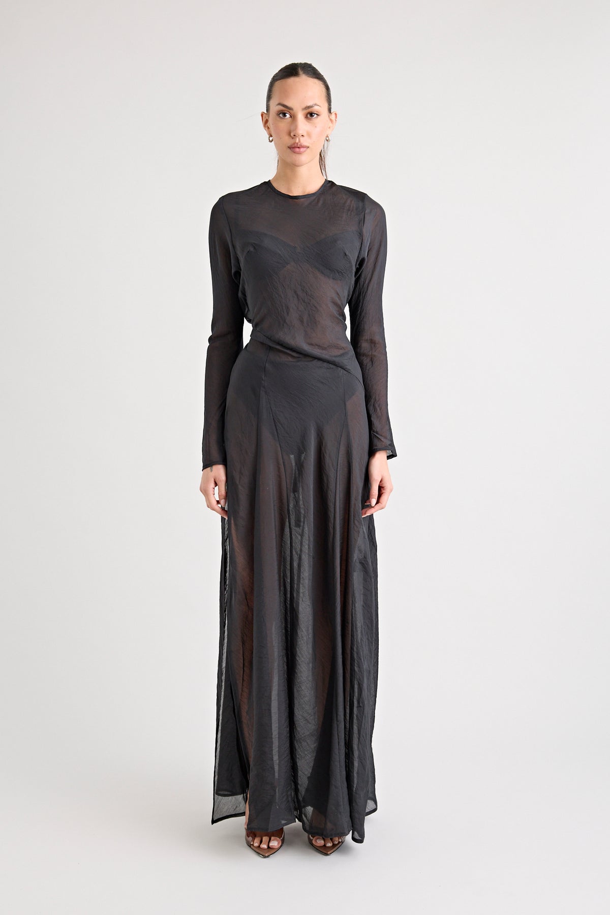 TERRAZZA SHEER GOWN | BLACK