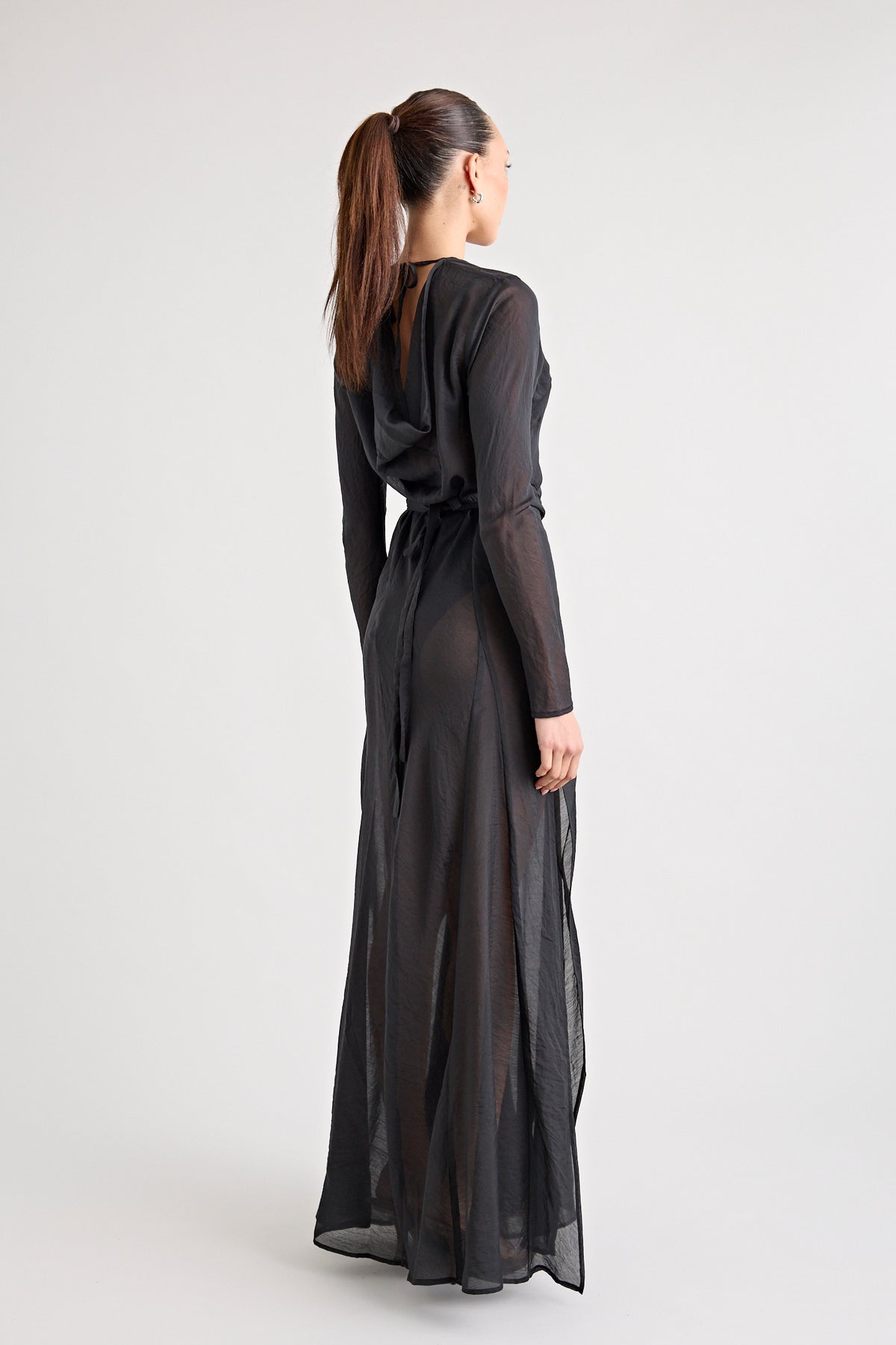 TERRAZZA SHEER GOWN | BLACK