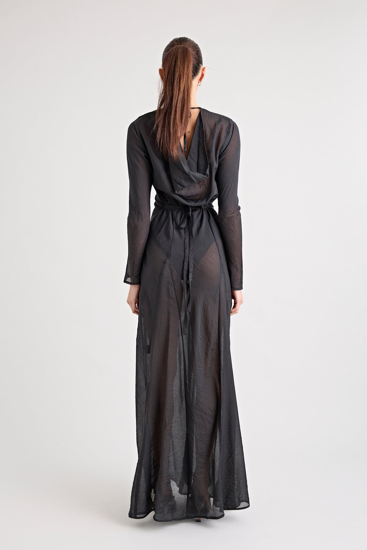 TERRAZZA SHEER GOWN | BLACK