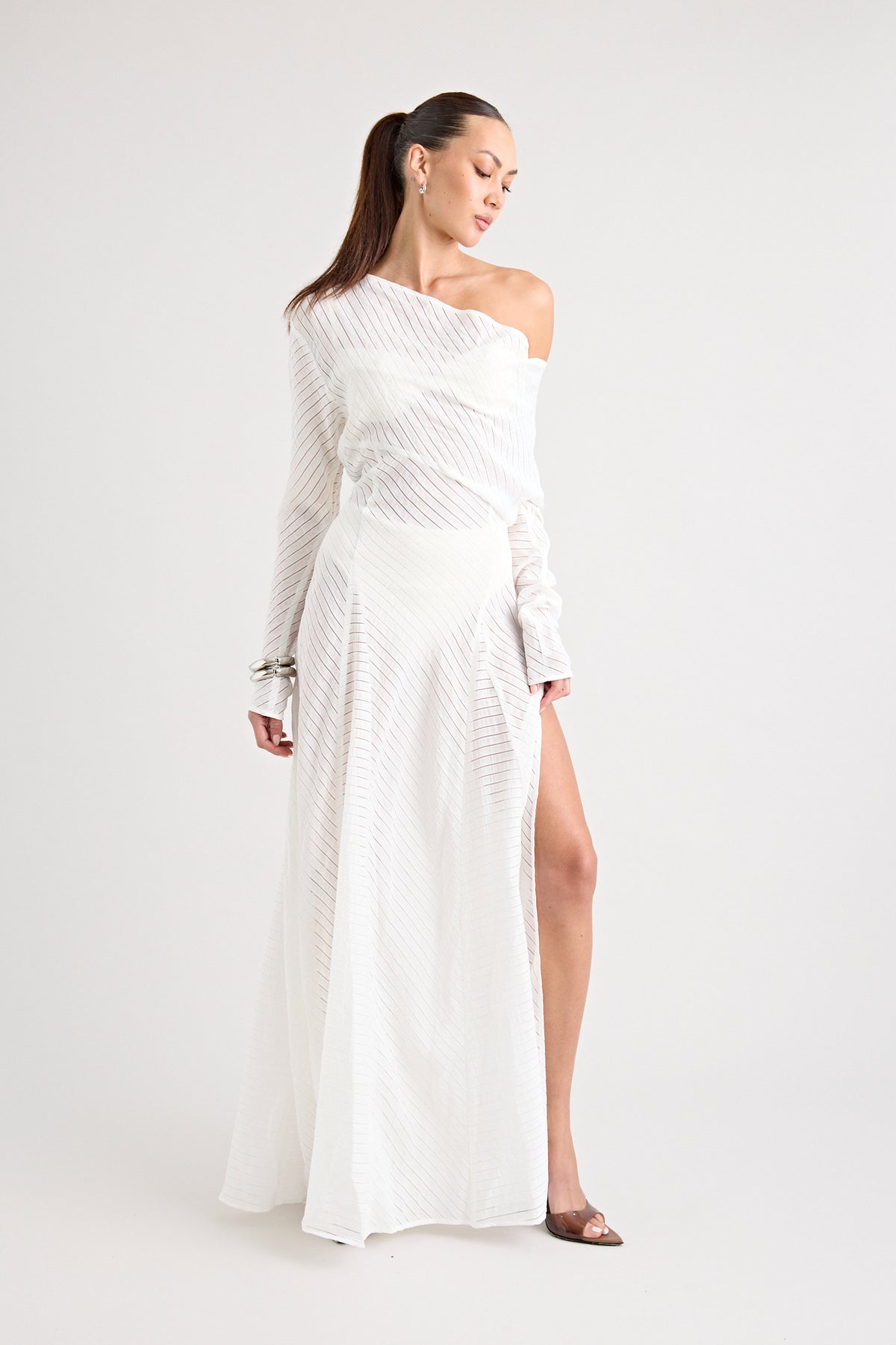 TERRAZZA SHEER GOWN | POWDER