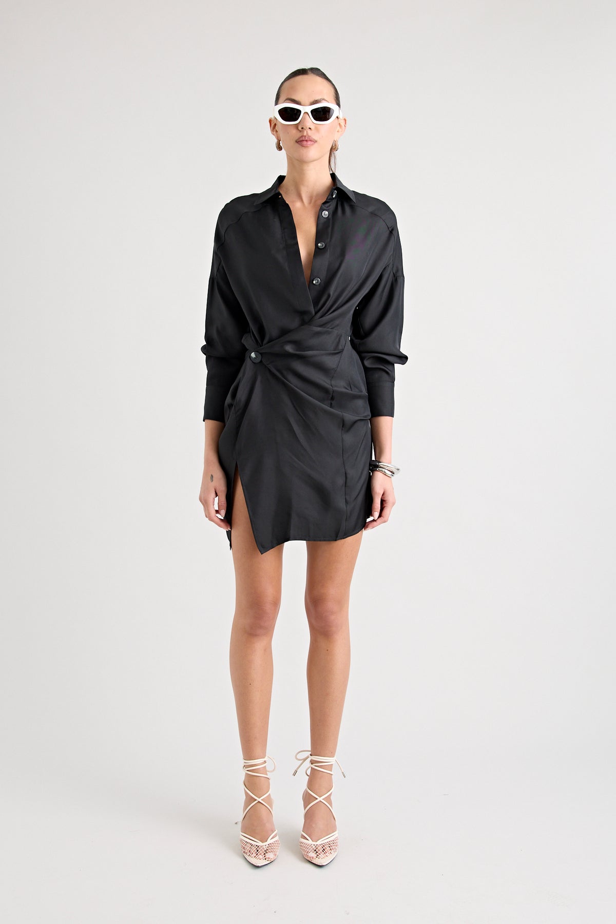 RAF SILK TWIST DRESS | BLACK