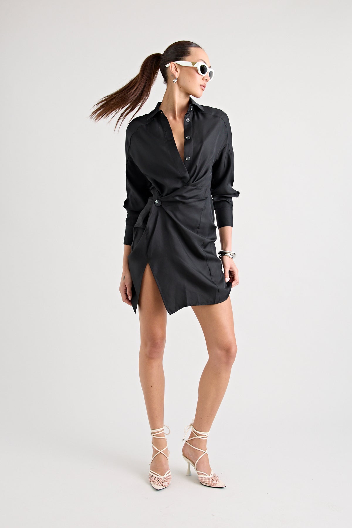 RAF SILK TWIST DRESS | BLACK