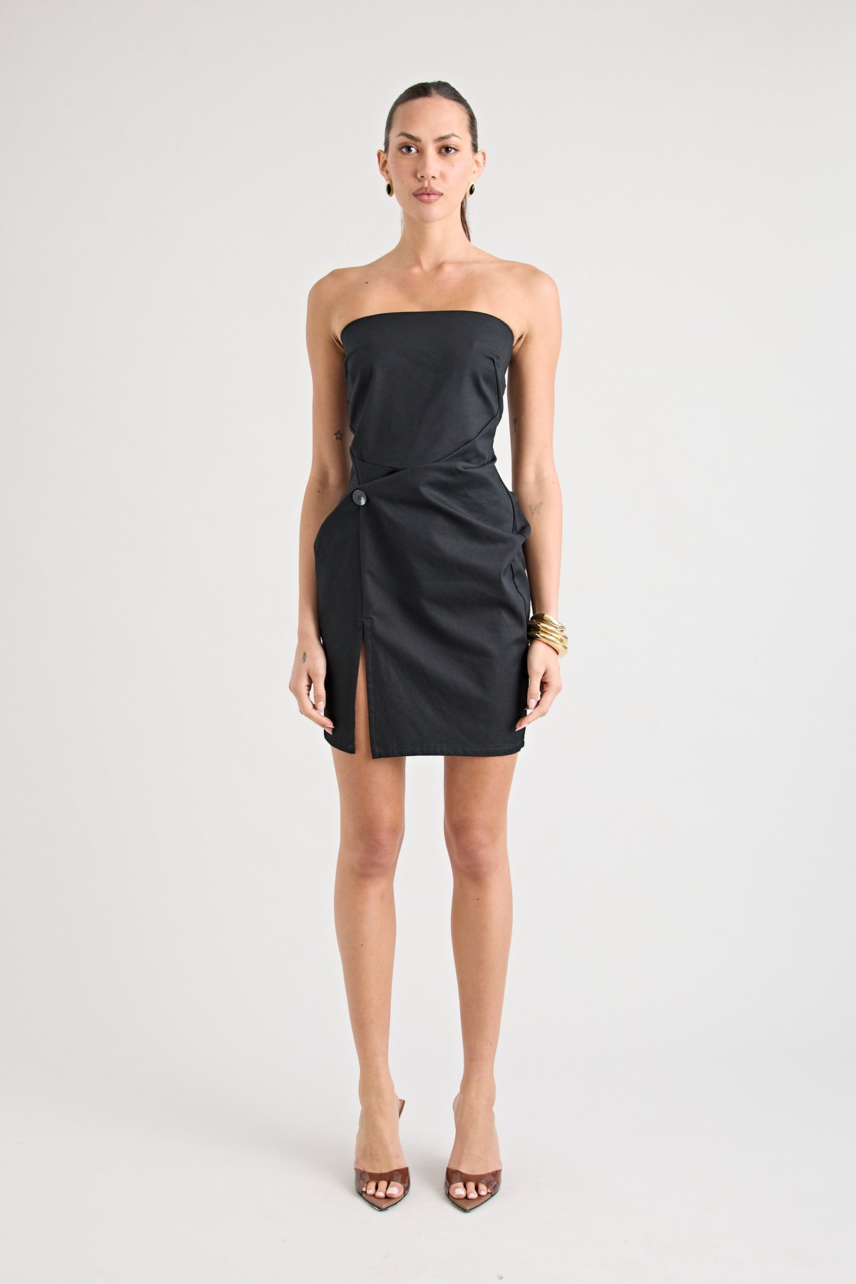 BARBADOS STRAPLESS TWIST DRESS | BLACK