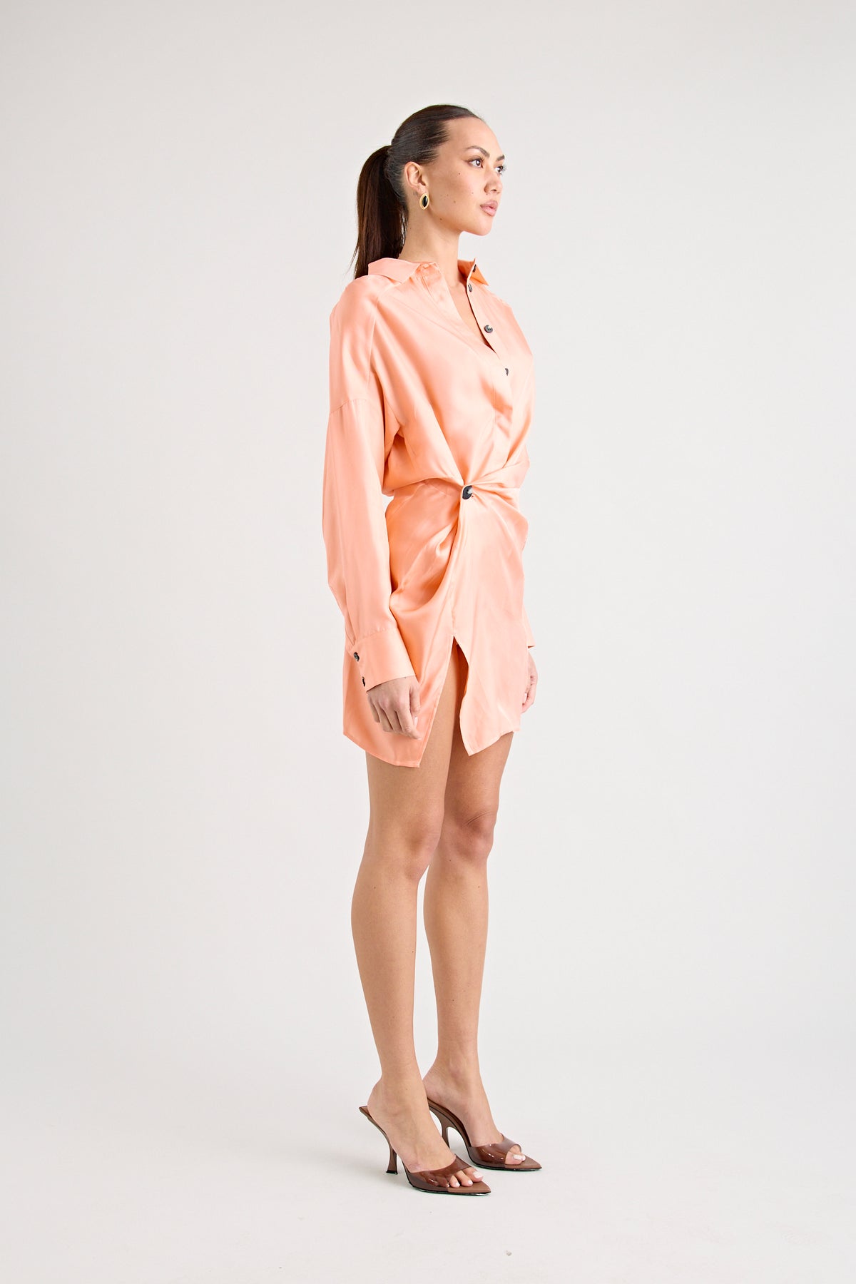 RAF SILK TWIST DRESS | PEACH