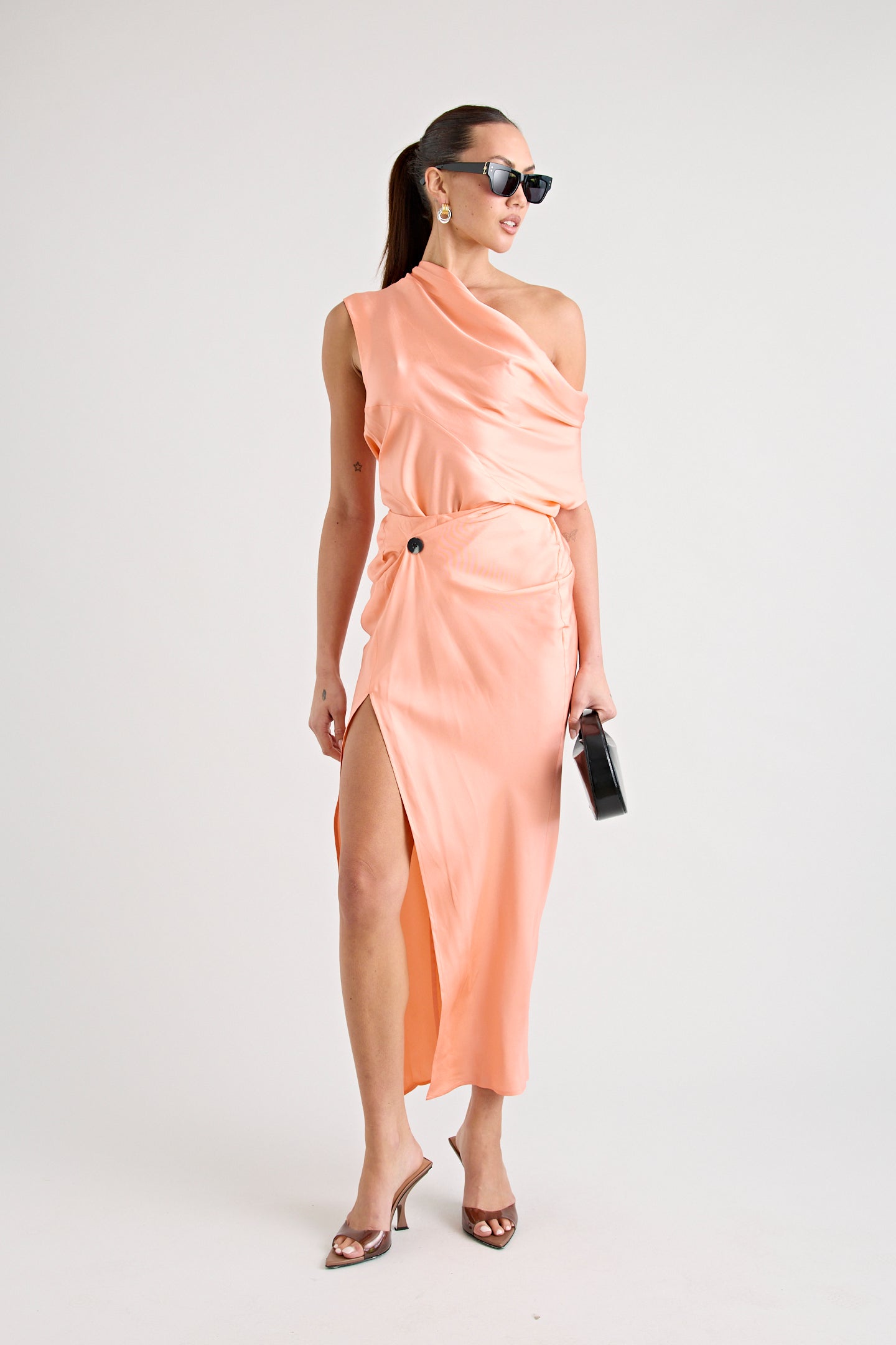 RAF SILK TWIST SKIRT | PEACH