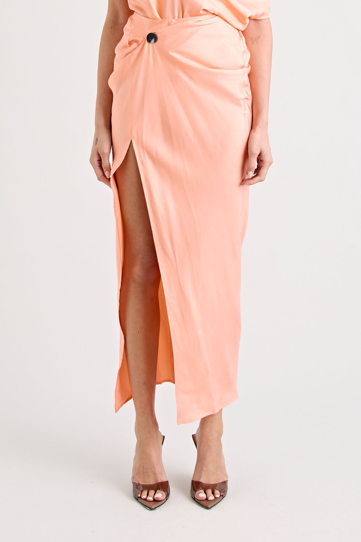 RAF SILK TWIST SKIRT | PEACH