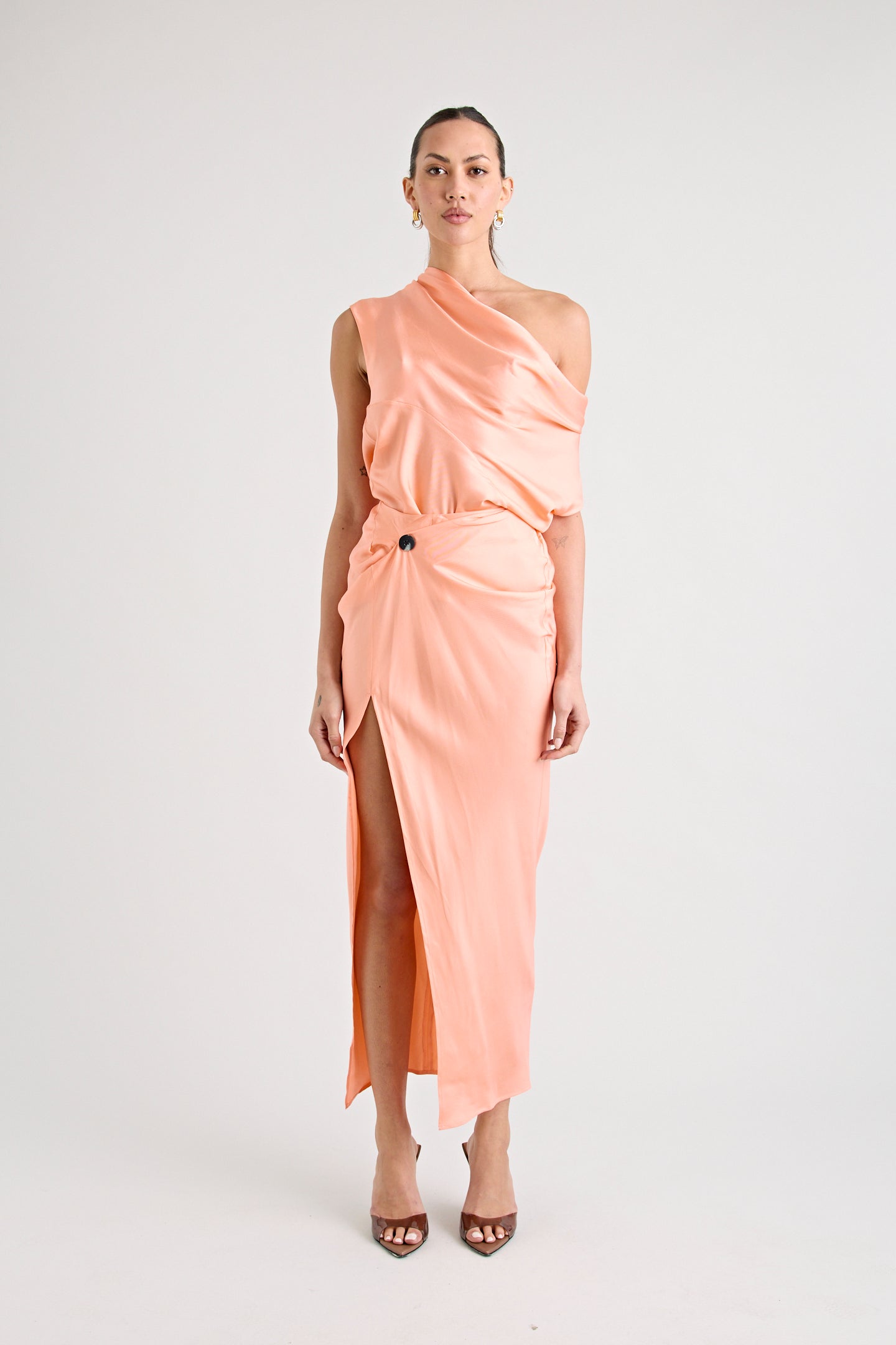 RAF SILK TWIST SKIRT | PEACH