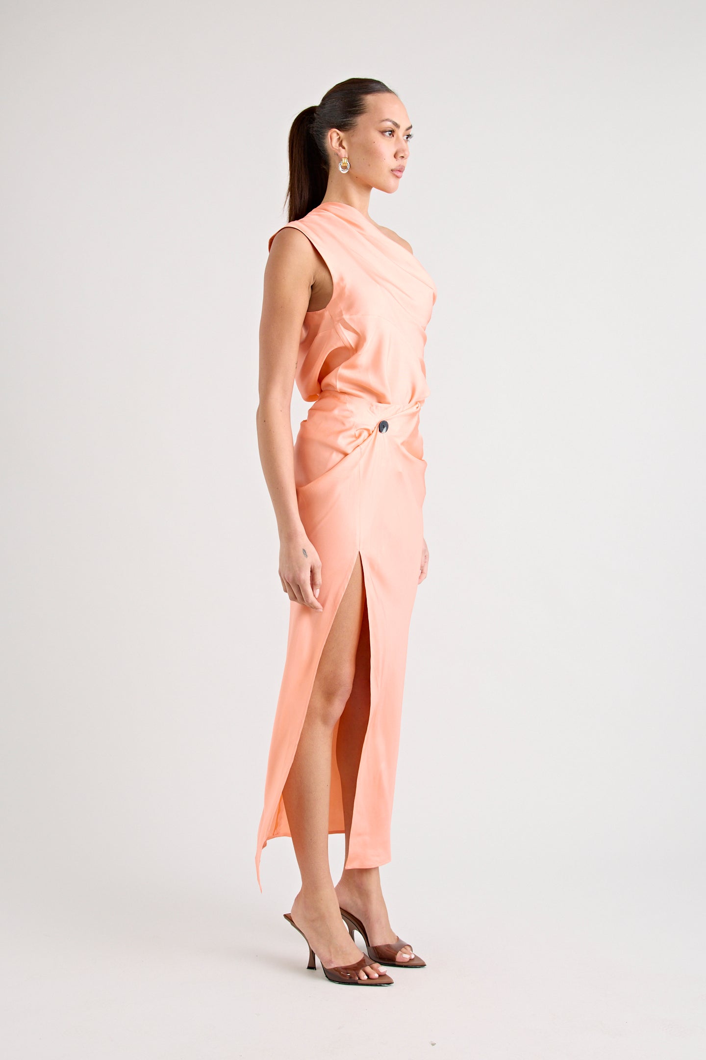 RAF SILK TWIST SKIRT | PEACH