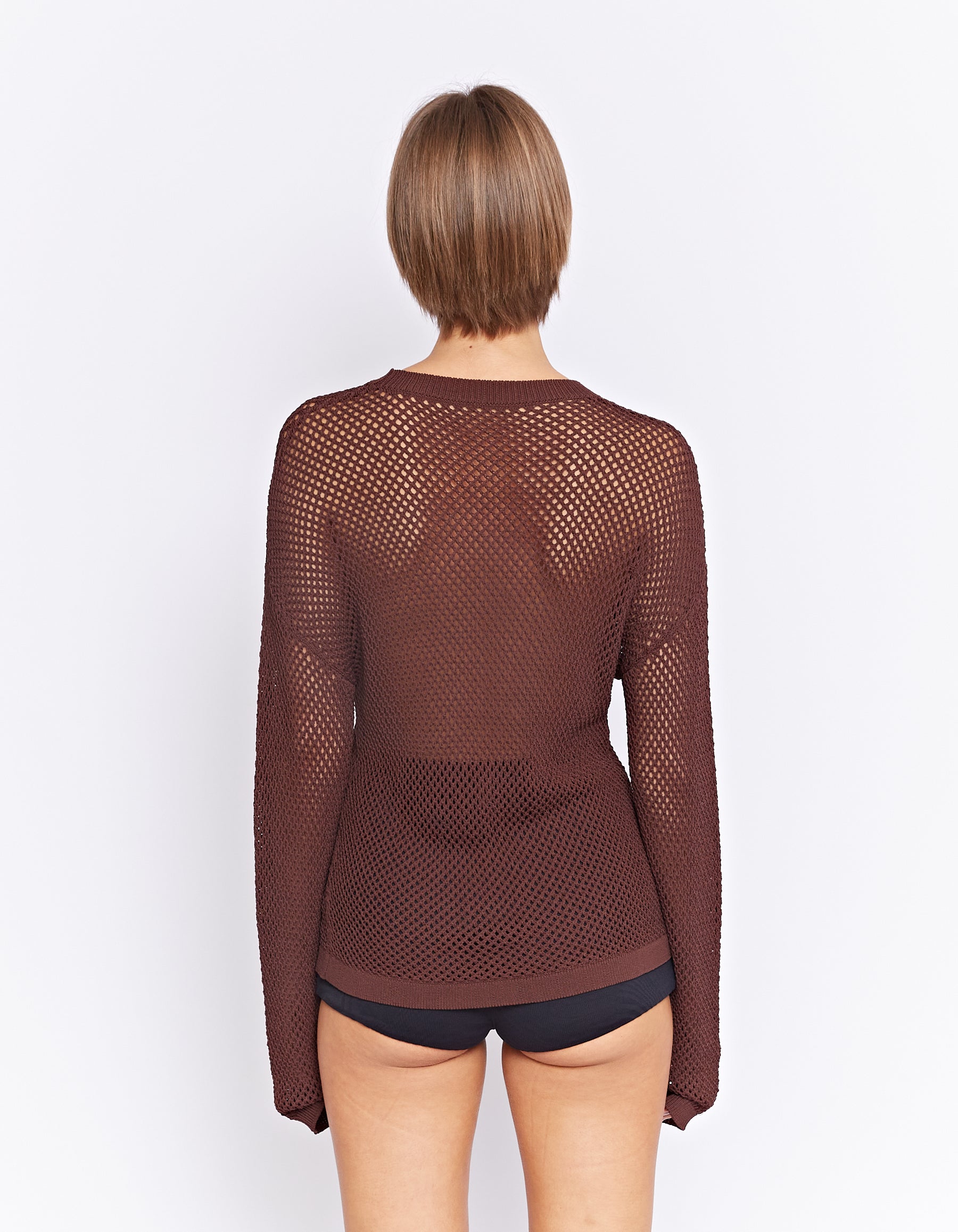 GERRALE MESH KNIT TOP | WALNUT