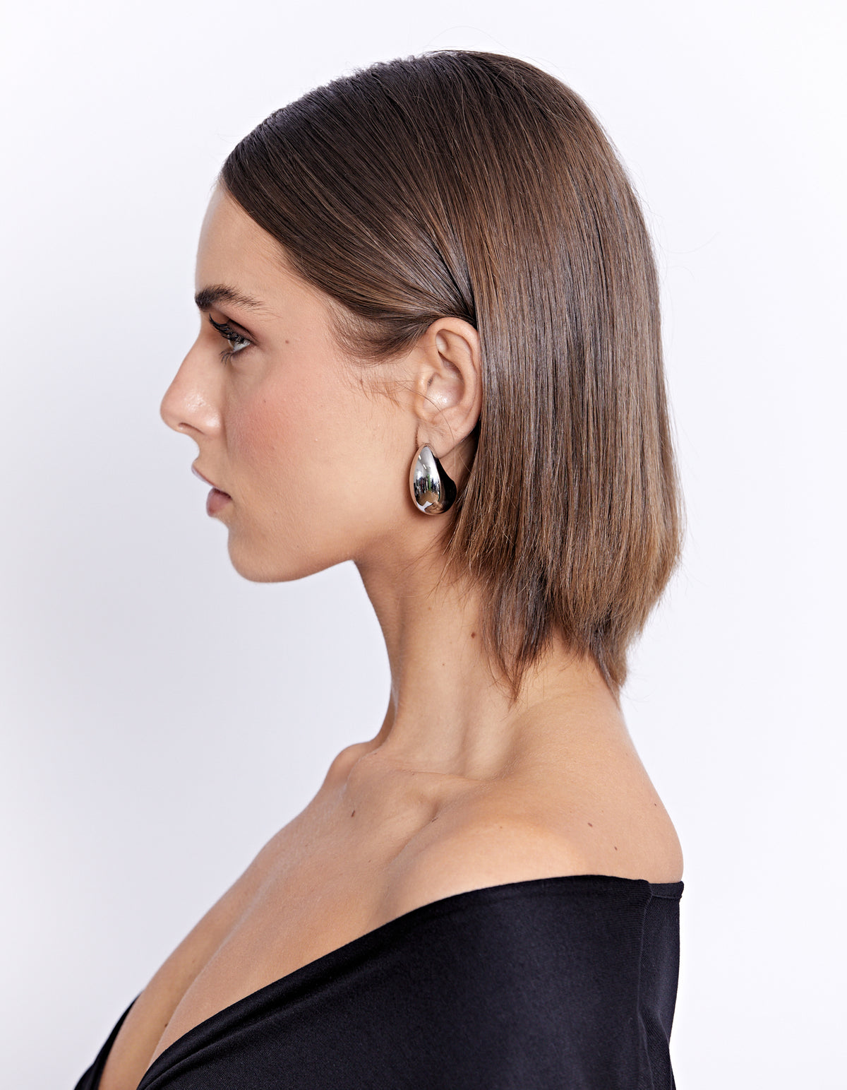 CHUNKY TEARDROP EARRING SILVER