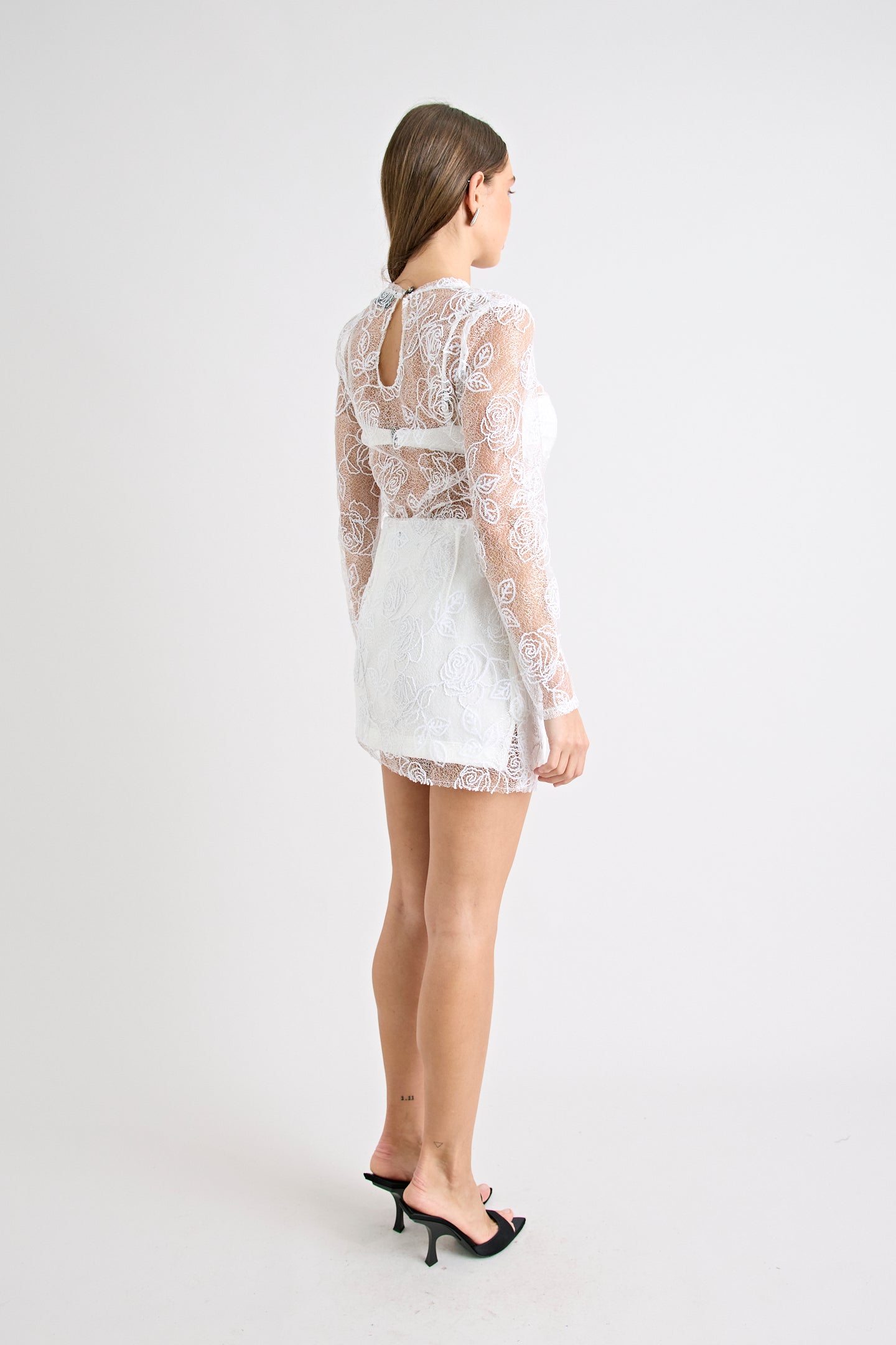 ROZELLE LACE LS TOP | POWDER