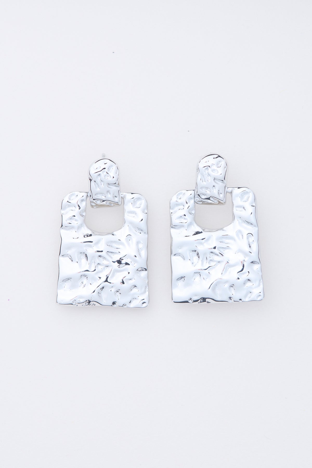 CRINKLE SQUARE EARRINGS | SILVER