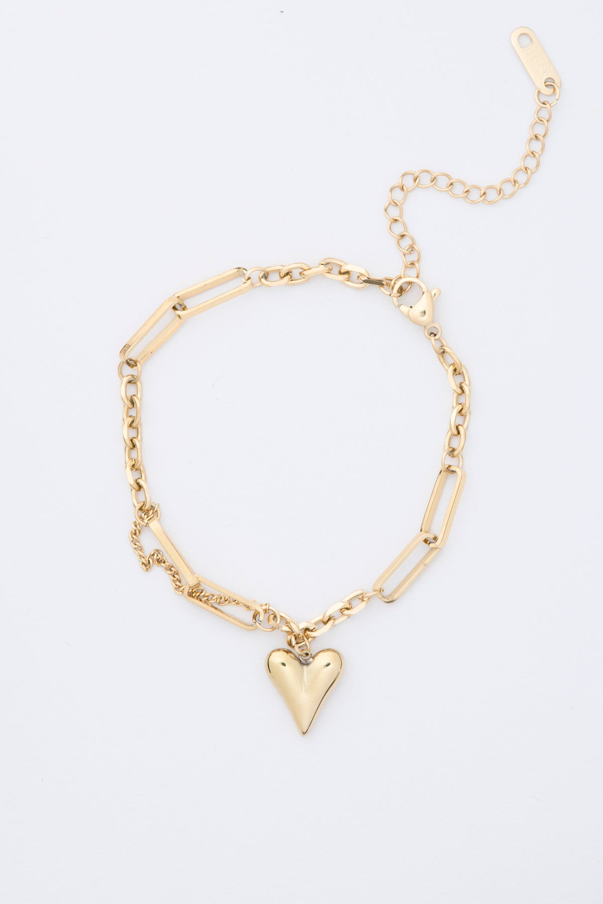 HEART + CHAIN BRACELET | GOLD