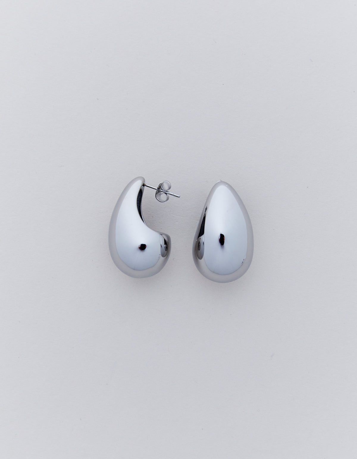 CHUNKY TEARDROP EARRING SILVER