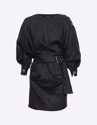 ECHO LINEN DRESS | BLACK