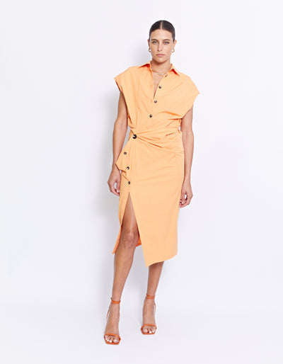 GRENADA MIDI SHIRT DRESS | TANGERINE